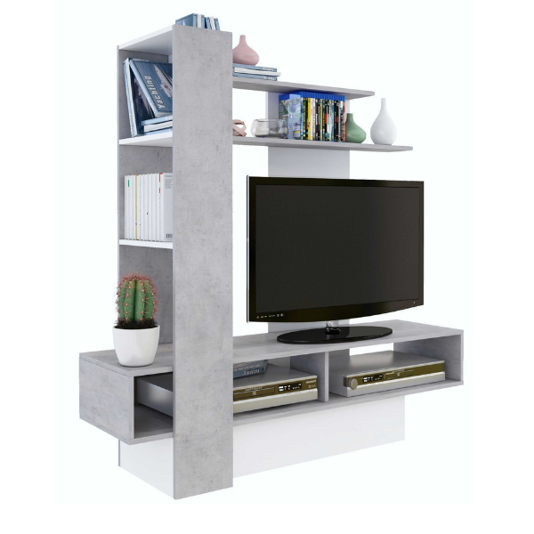 Meuble TV Zerko 140cm - béton/blanc - Image 6