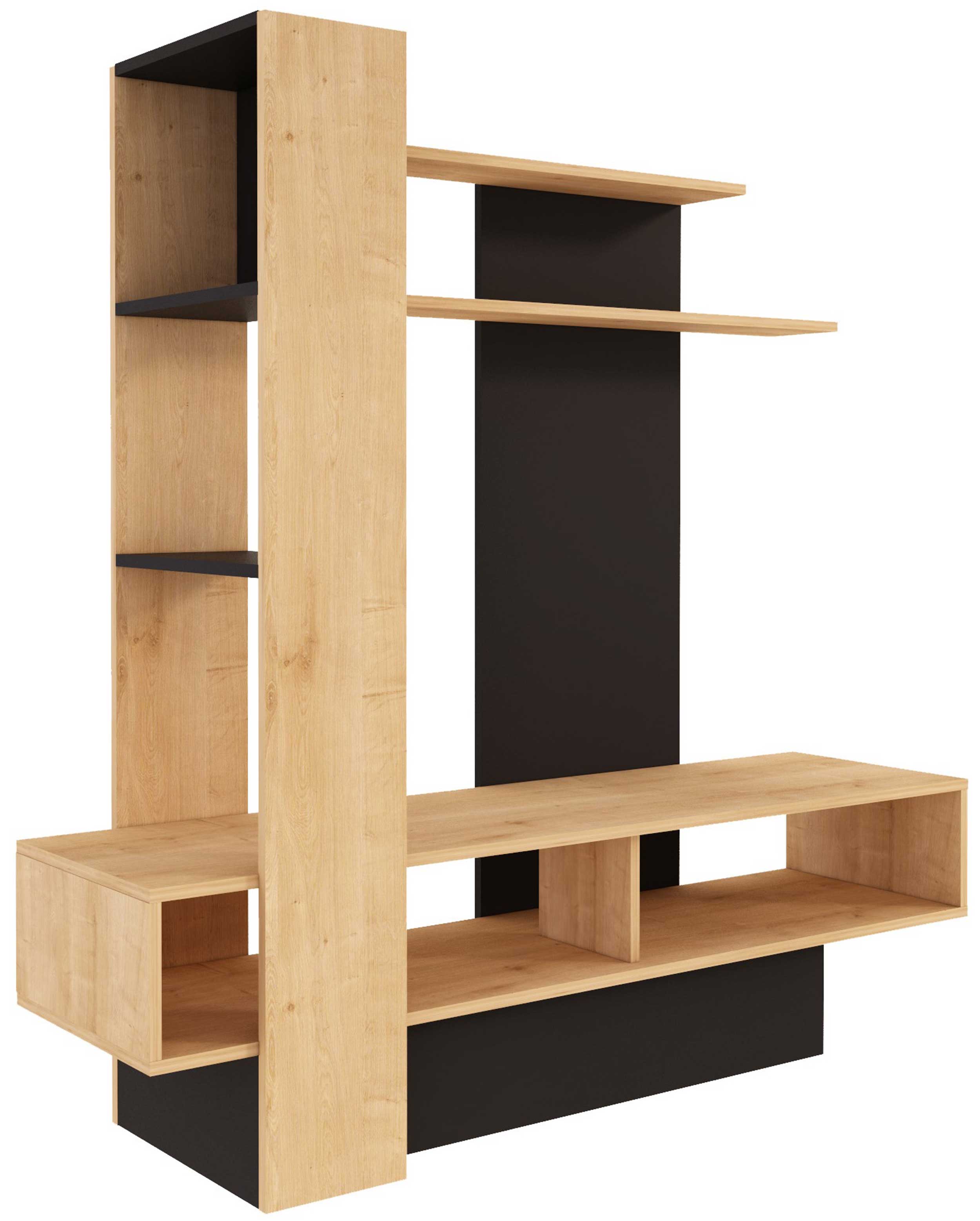 Meuble TV Zerko 140cm - chêne clair/noir - Image 5