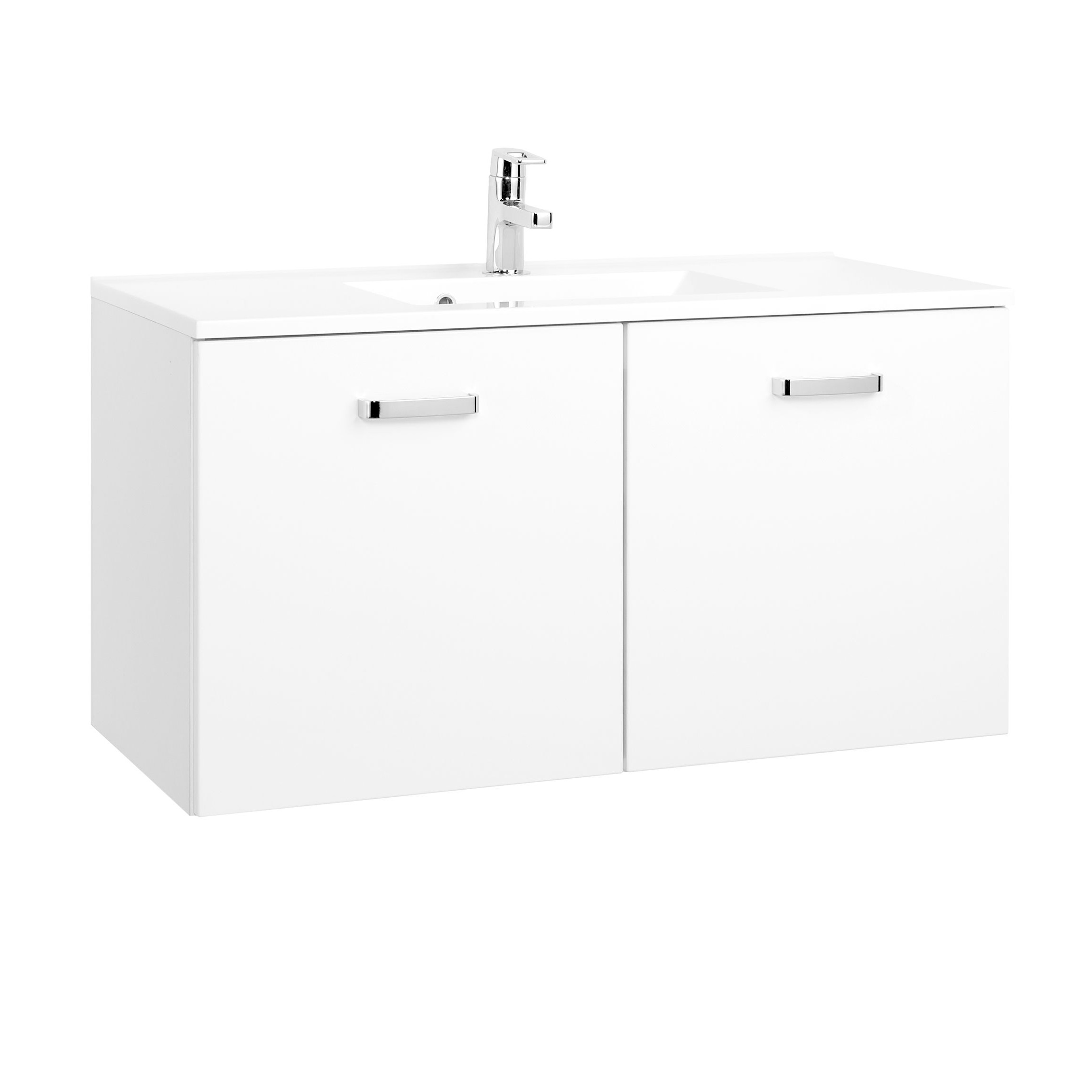 Meuble vasque Bobbi 100cm 2 portes - blanc
