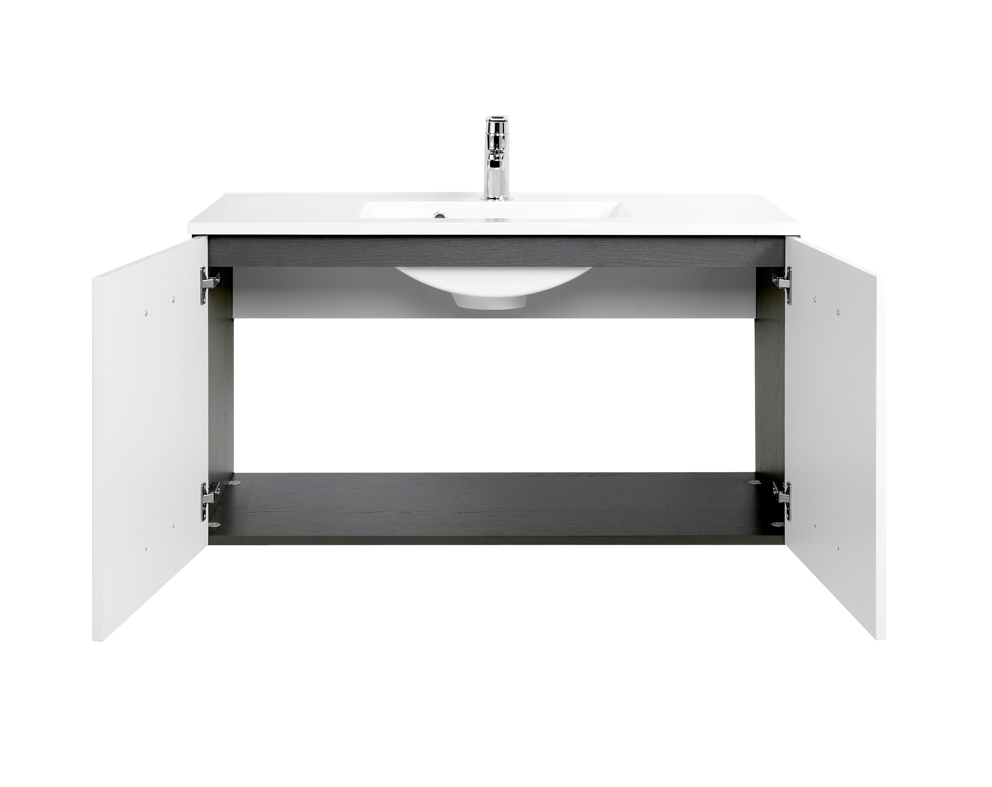 Meuble vasque Bobbi 100cm 2 portes - graphite/blanc brillant - Image 4