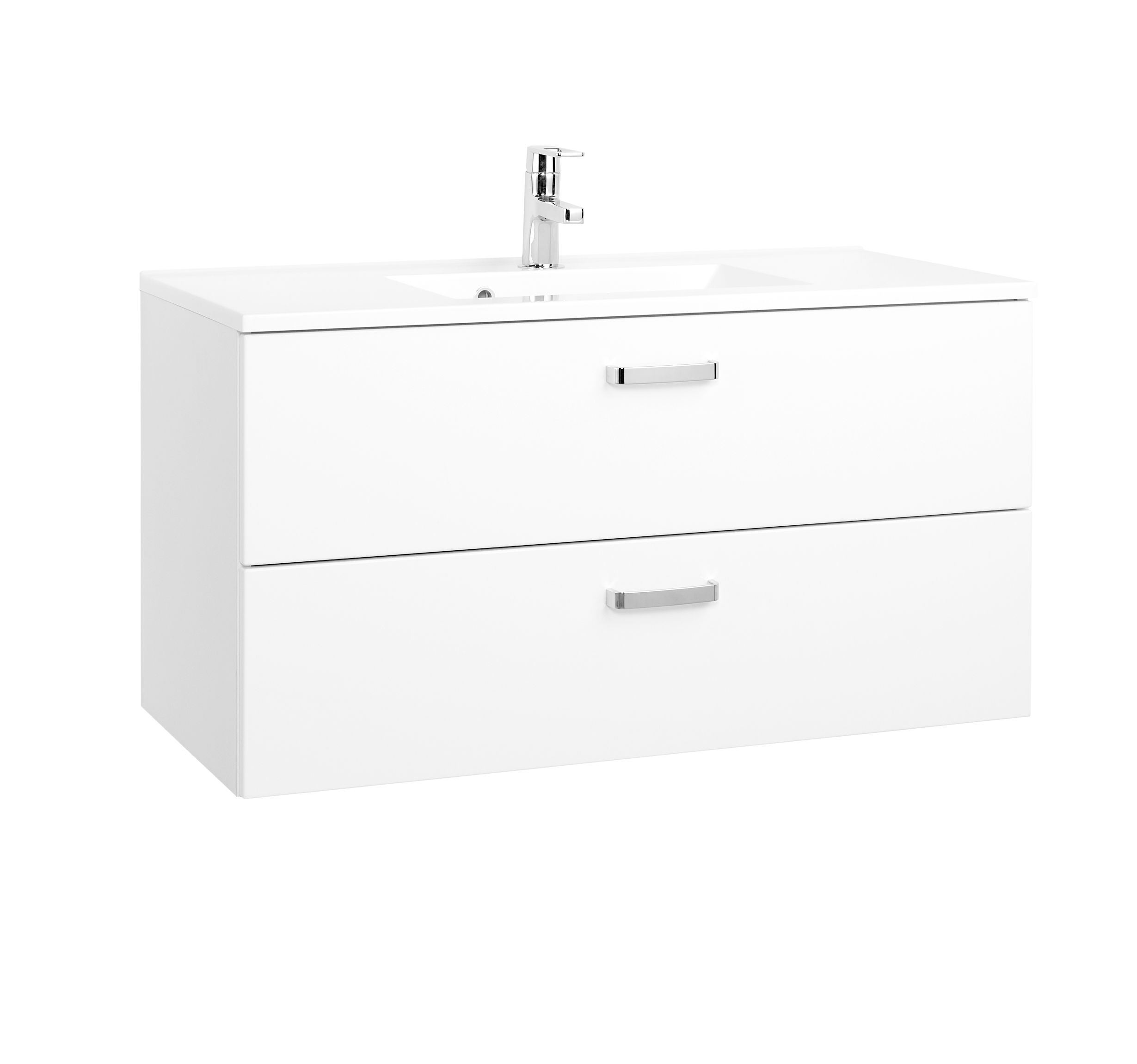 Meuble vasque Bobbi 100cm 2 tiroirs - blanc - Image 6