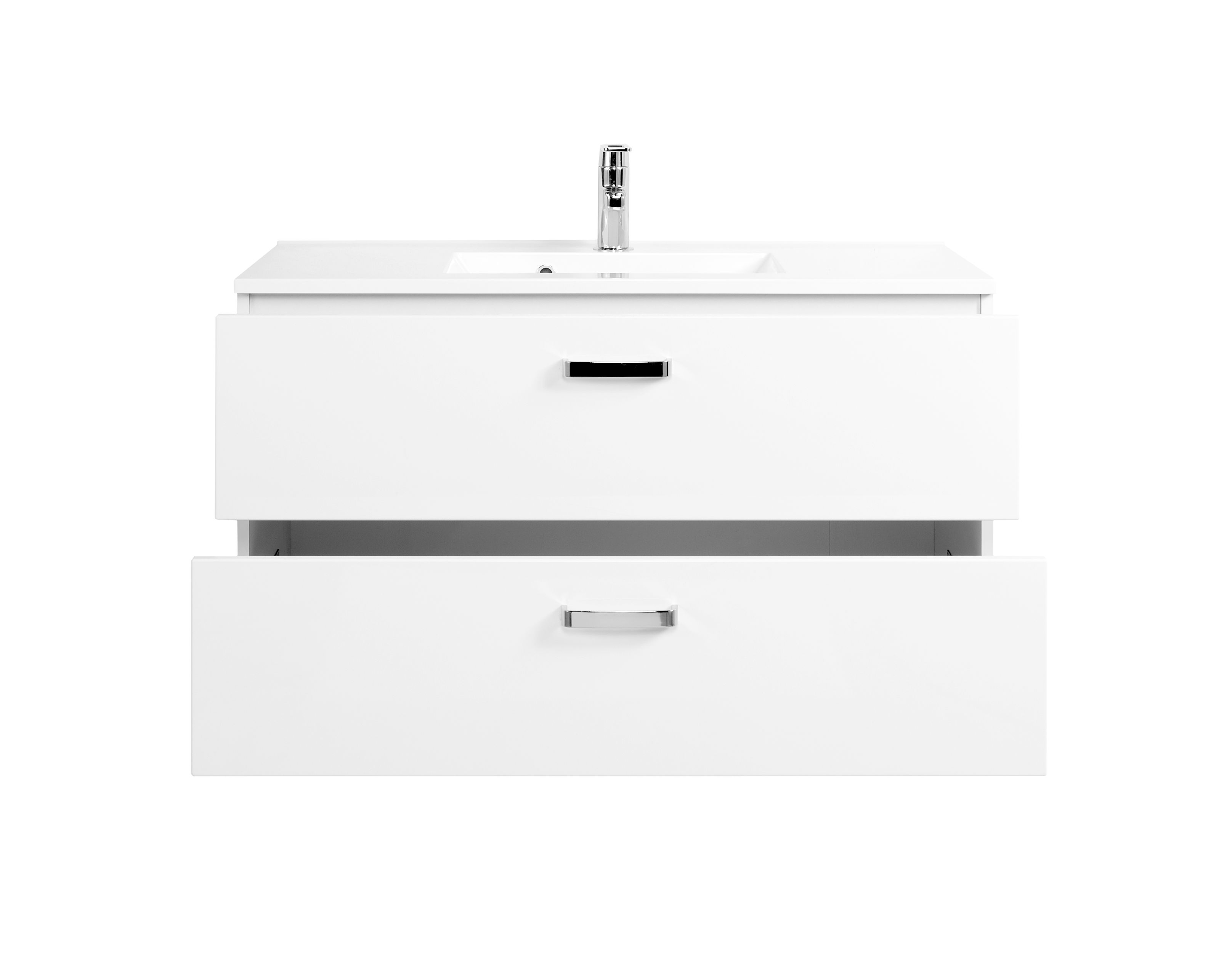 Meuble vasque Bobbi 100cm avec 2 tiroirs et vasque céramique - blanc - Image 6