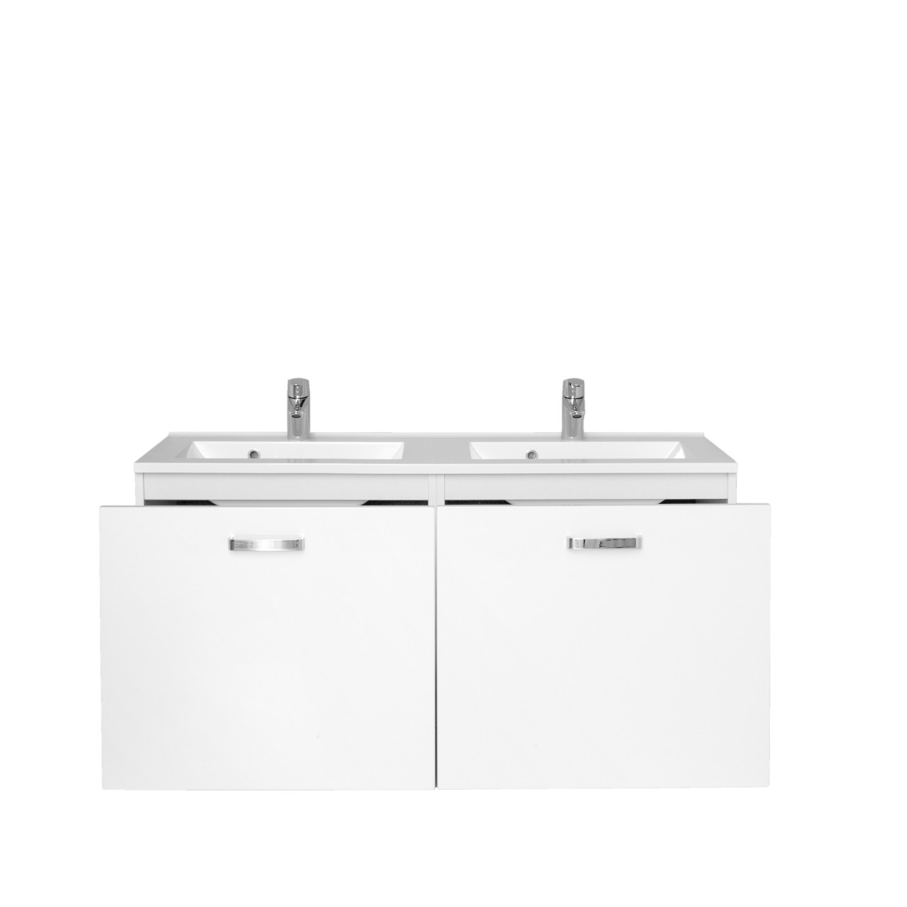 Meuble vasque Bobbi 120cm avec double vasque et 2 tiroirs - blanc - Image 3