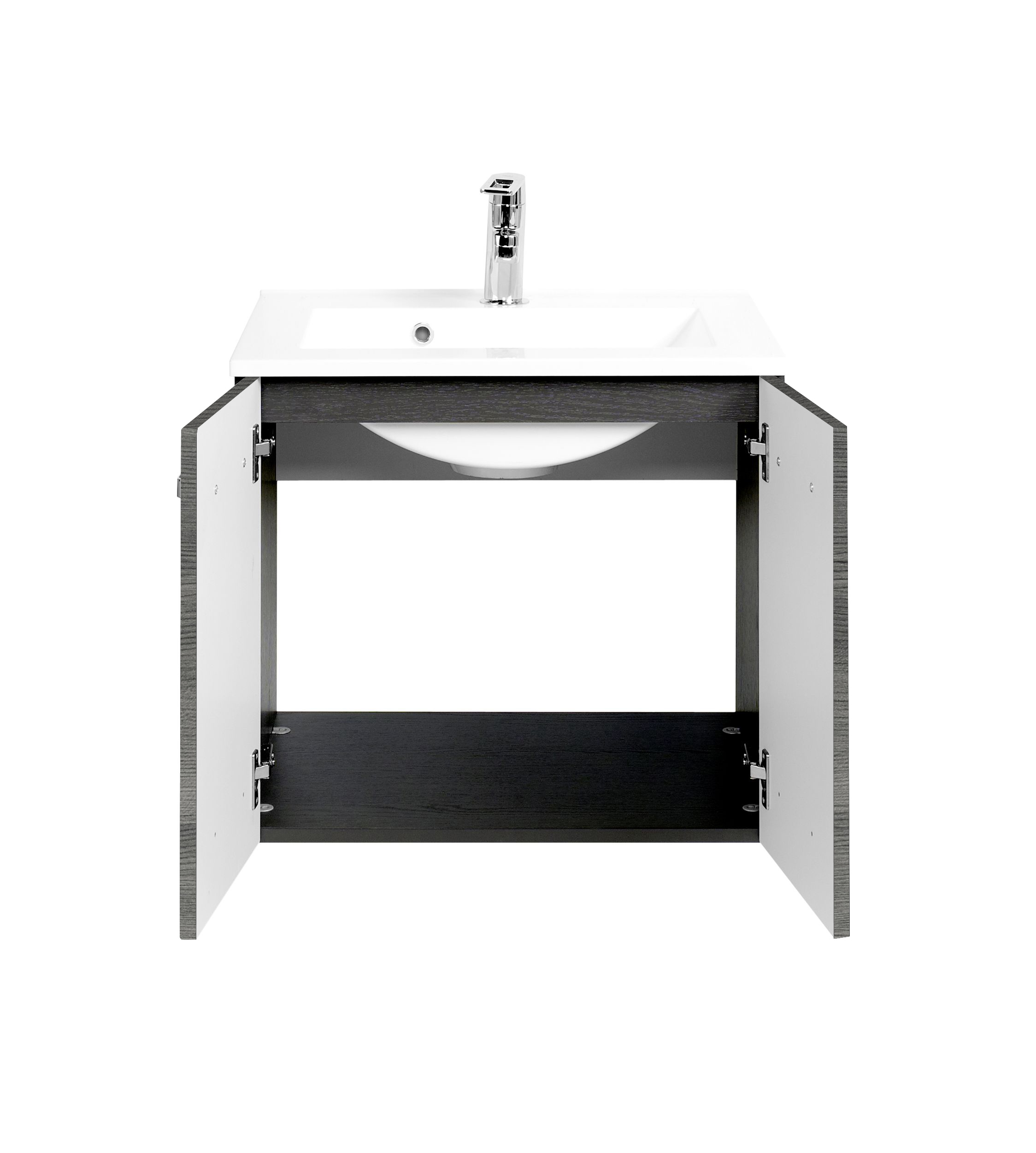 Meuble vasque Bobbi 60cm 2 portes - graphite/chêne gris - Image 6