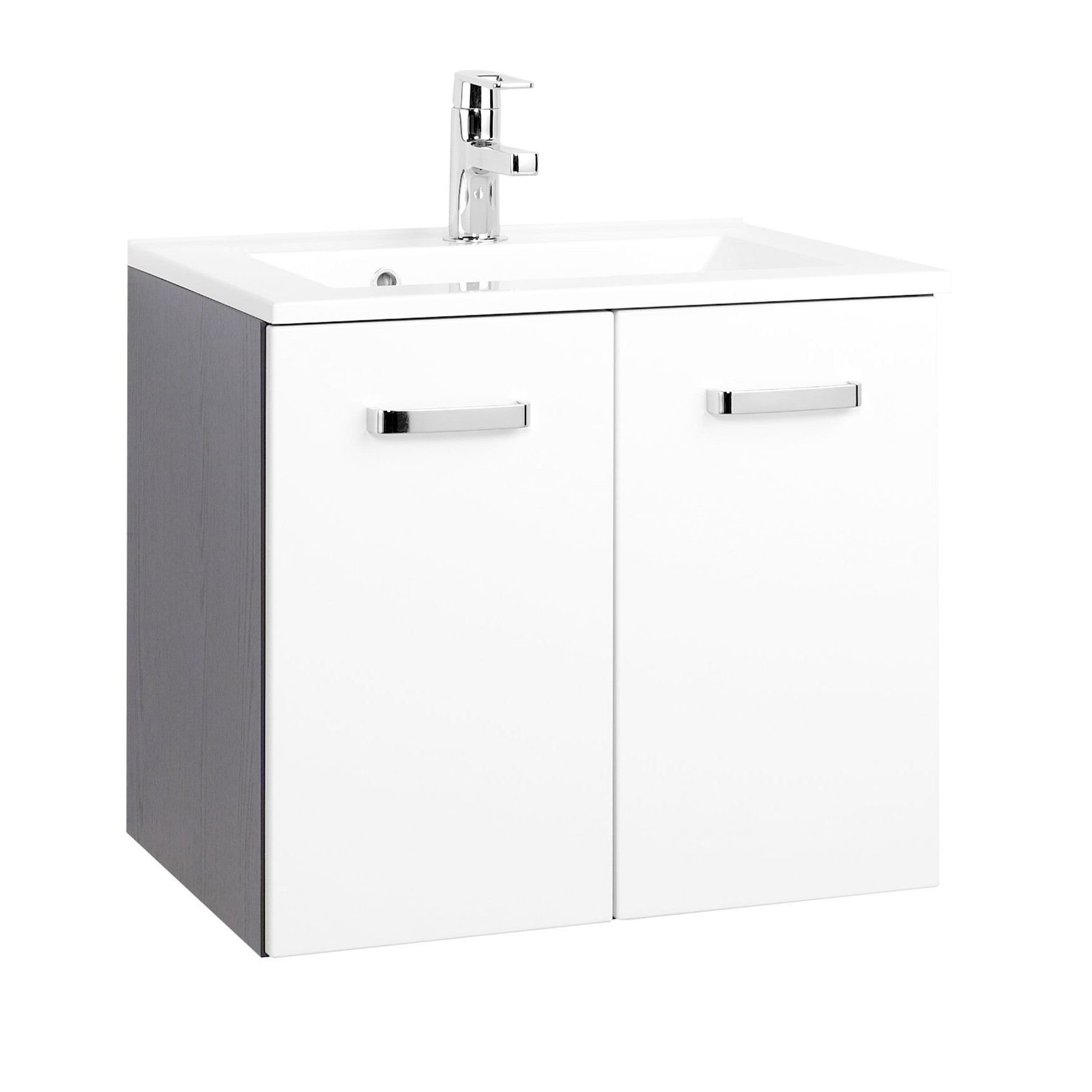 Meuble vasque Bobbi 60cm 2 portes - graphite/blanc brillant