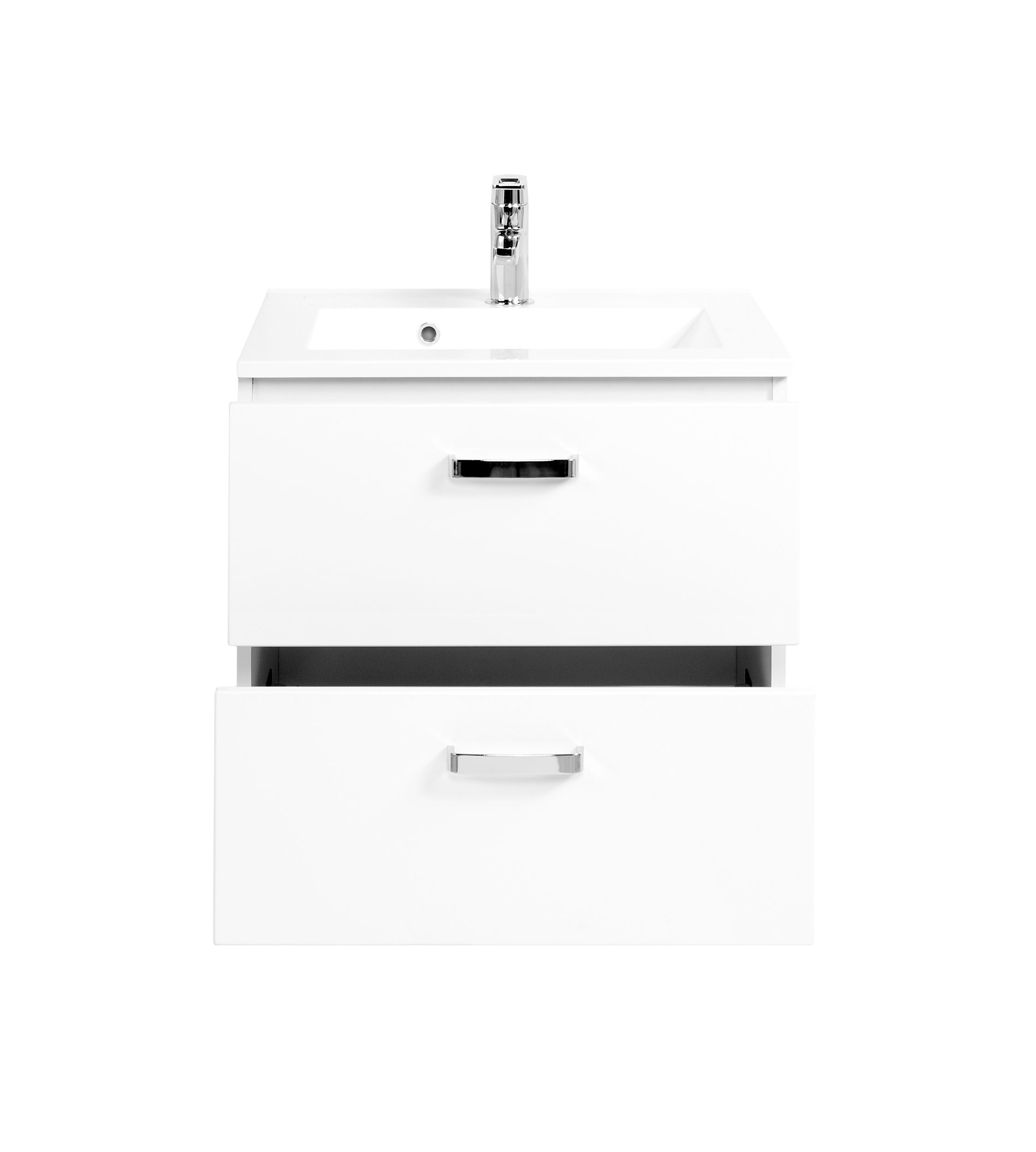 Meuble vasque Bobbi 60cm 2 tiroirs - blanc - Image 4