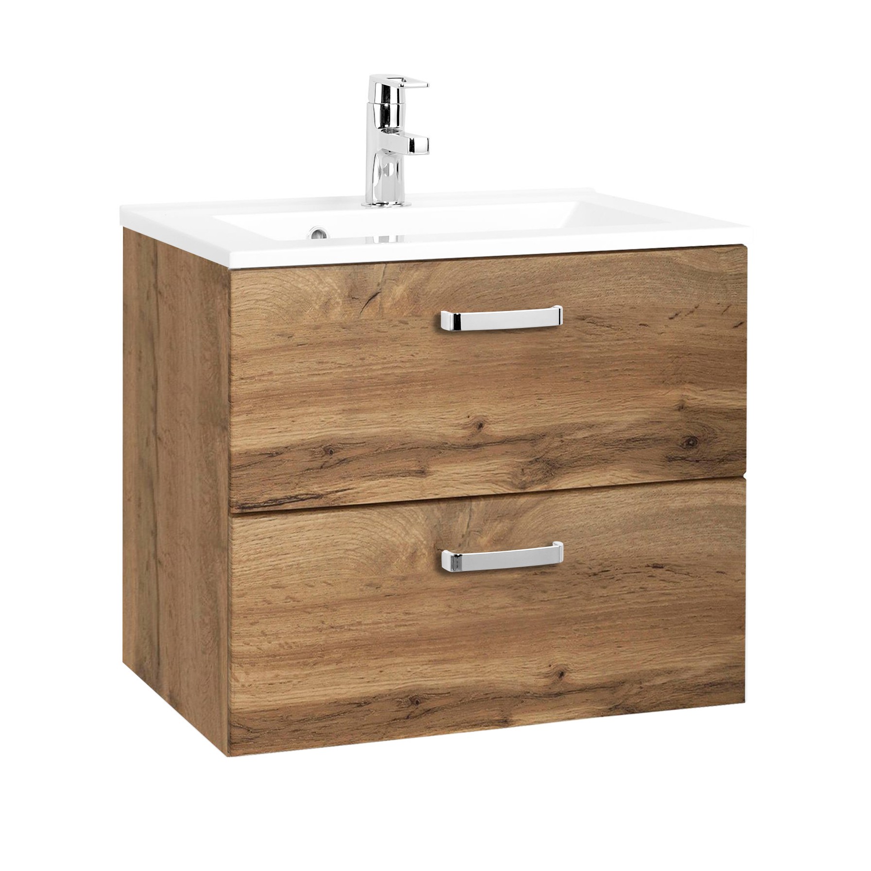 Meuble vasque Bobbi 60cm 2 tiroirs - chêne