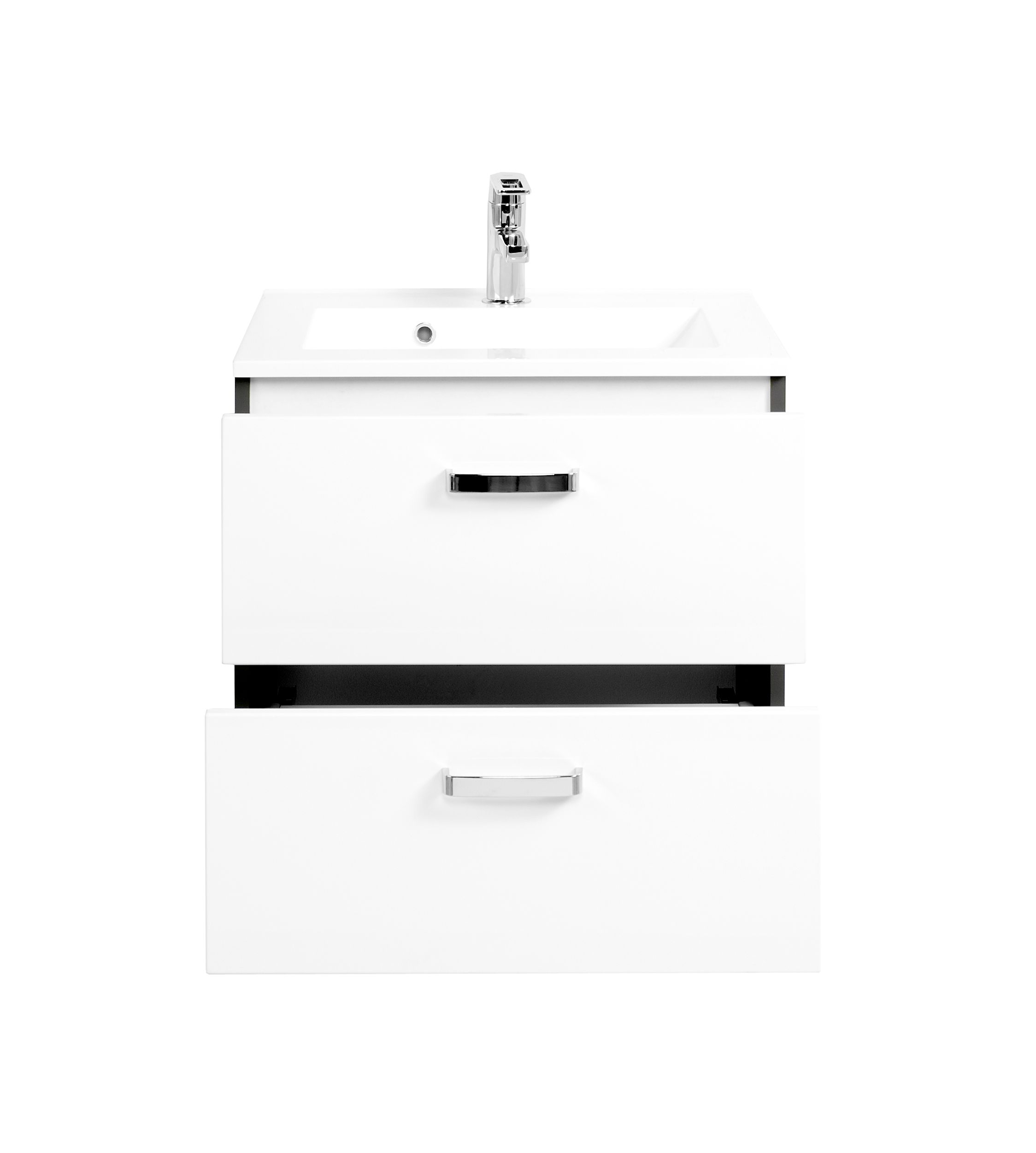 Meuble vasque Bobbi 60cm 2 tiroirs - graphite/blanc brillant - Image 4