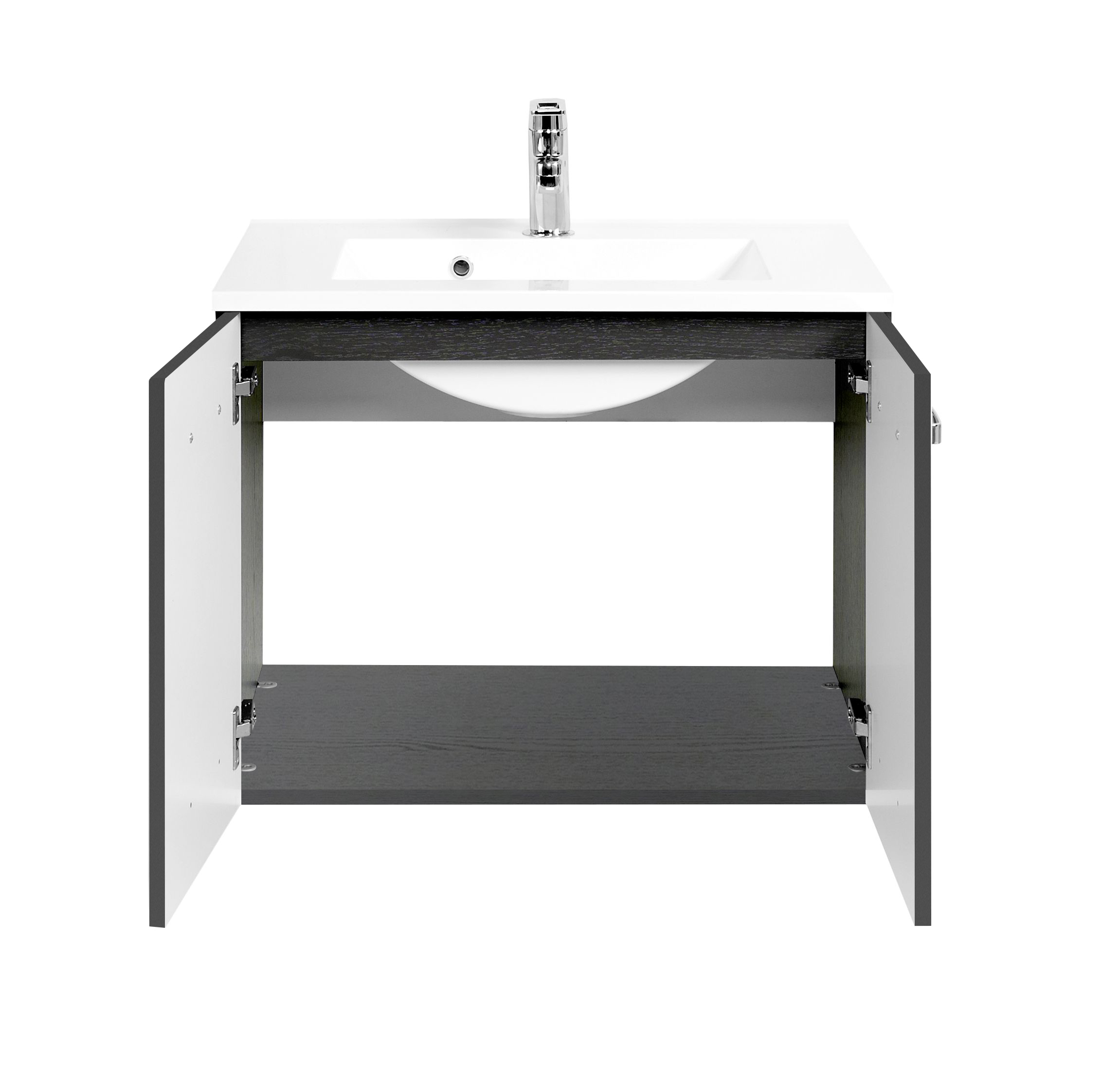 Meuble vasque Bobbi 70cm 2 portes - graphite/gris brillant - Image 4