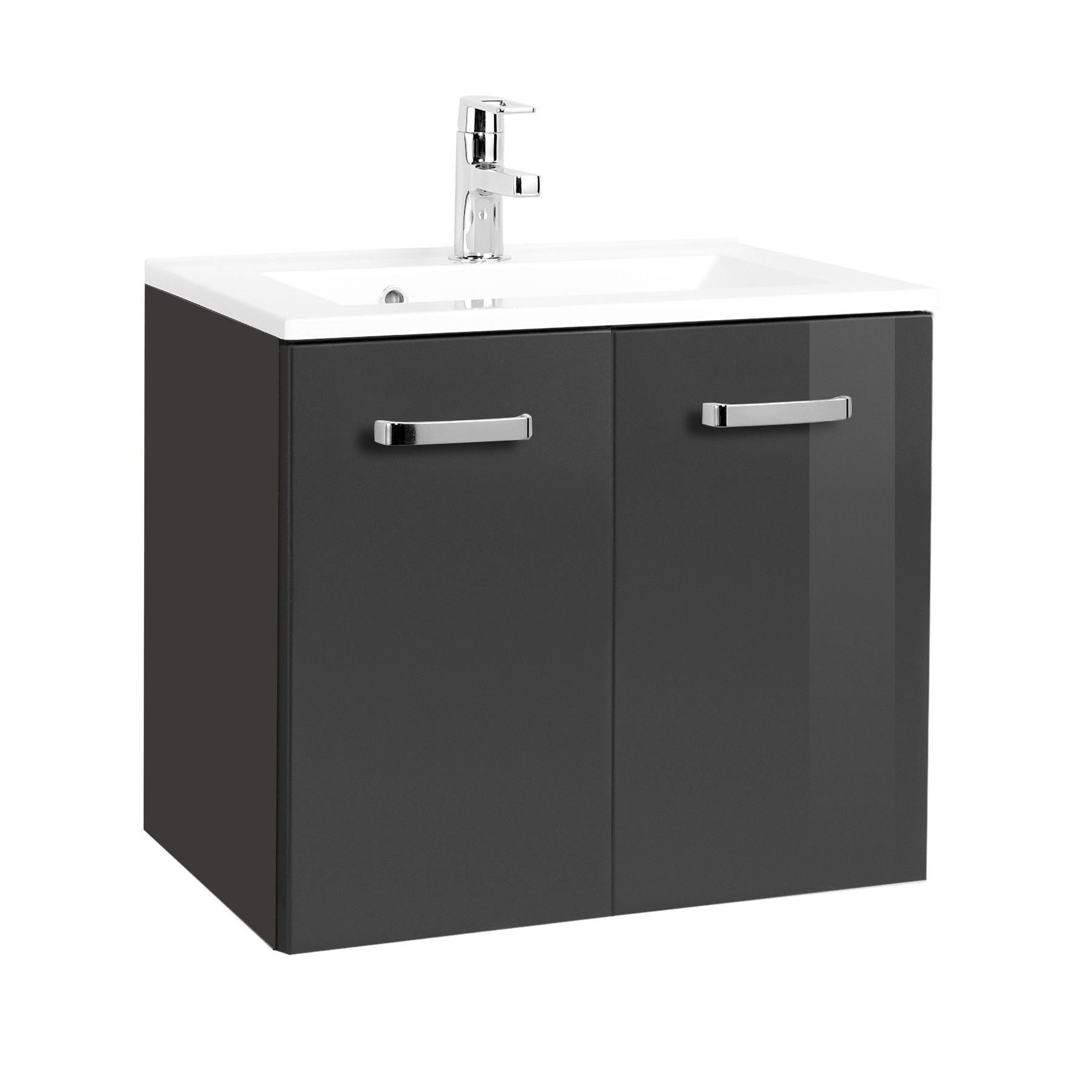 Meuble vasque Bobbi 70cm 2 portes - graphite/gris brillant - Image 1