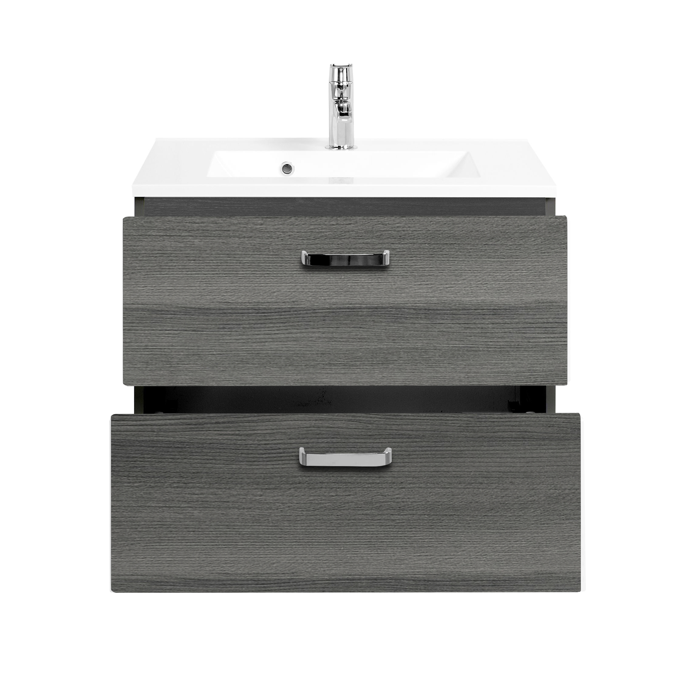 Meuble vasque Bobbi 70cm 2 tiroirs - graphite/chêne gris - Image 6