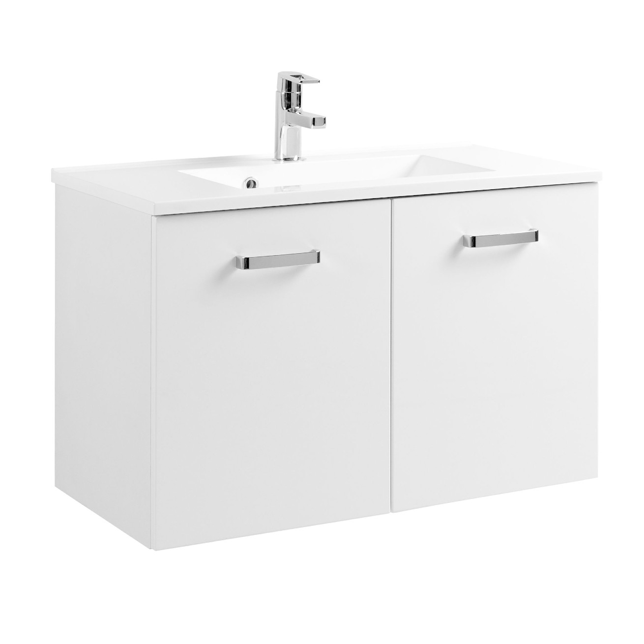 Meuble vasque Bobbi 80cm 2 portes - blanc