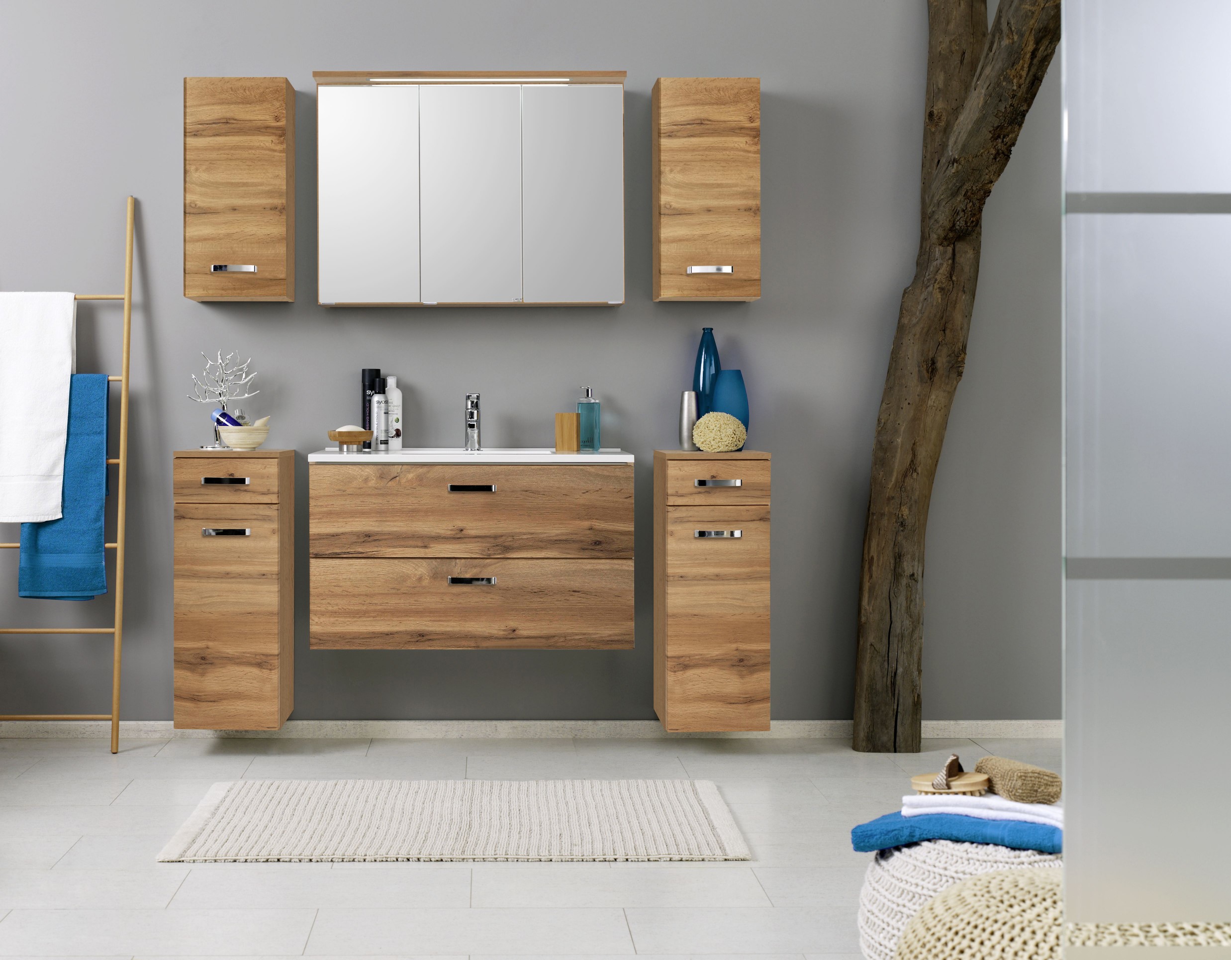 Meuble vasque Bobbi 80cm 2 tiroirs - chêne - Image 3