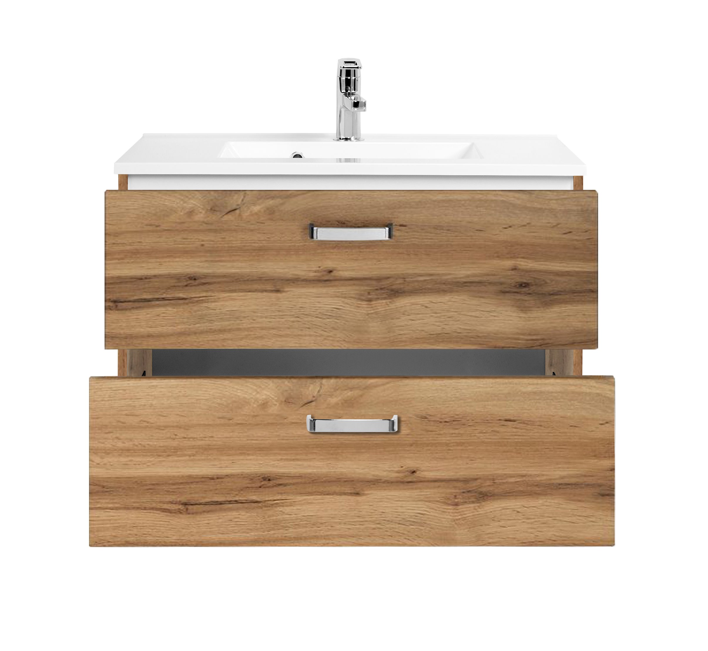 Meuble vasque Bobbi 80cm 2 tiroirs - chêne - Image 6