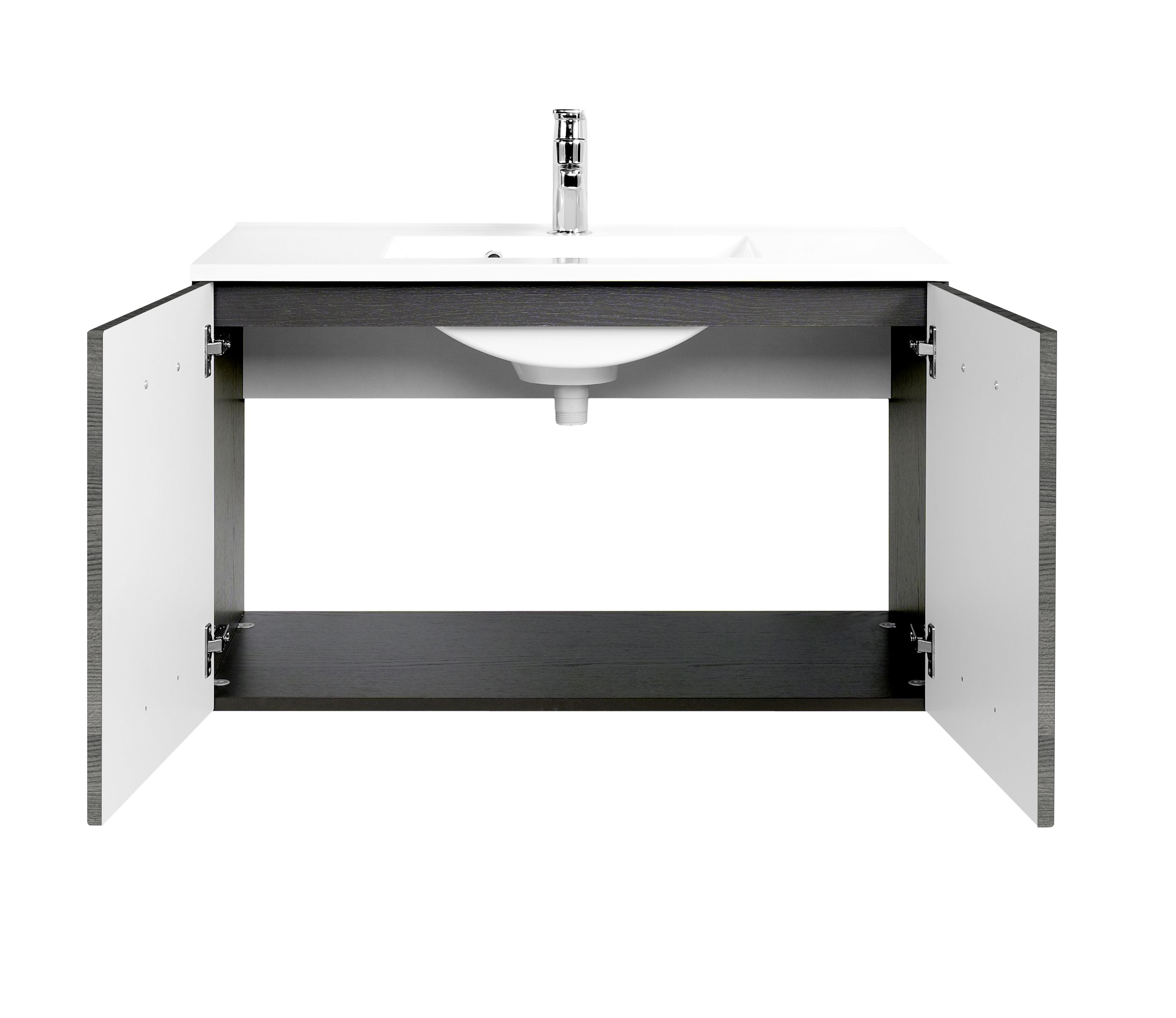 Meuble vasque Bobbi 90cm 2 portes - graphite/chêne gris - Image 6