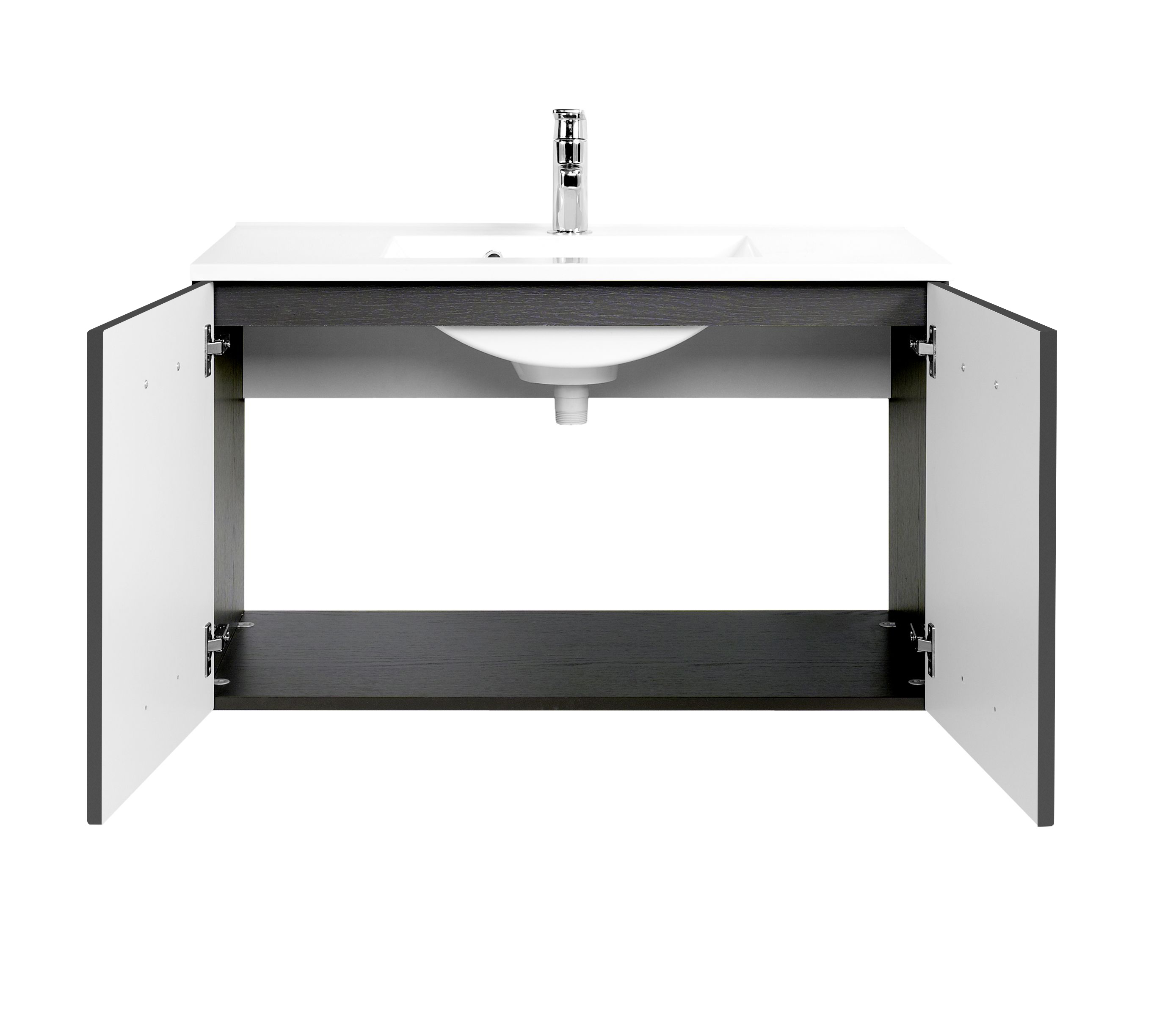 Meuble vasque Bobbi 90cm 2 portes - graphite/gris brillant - Image 4