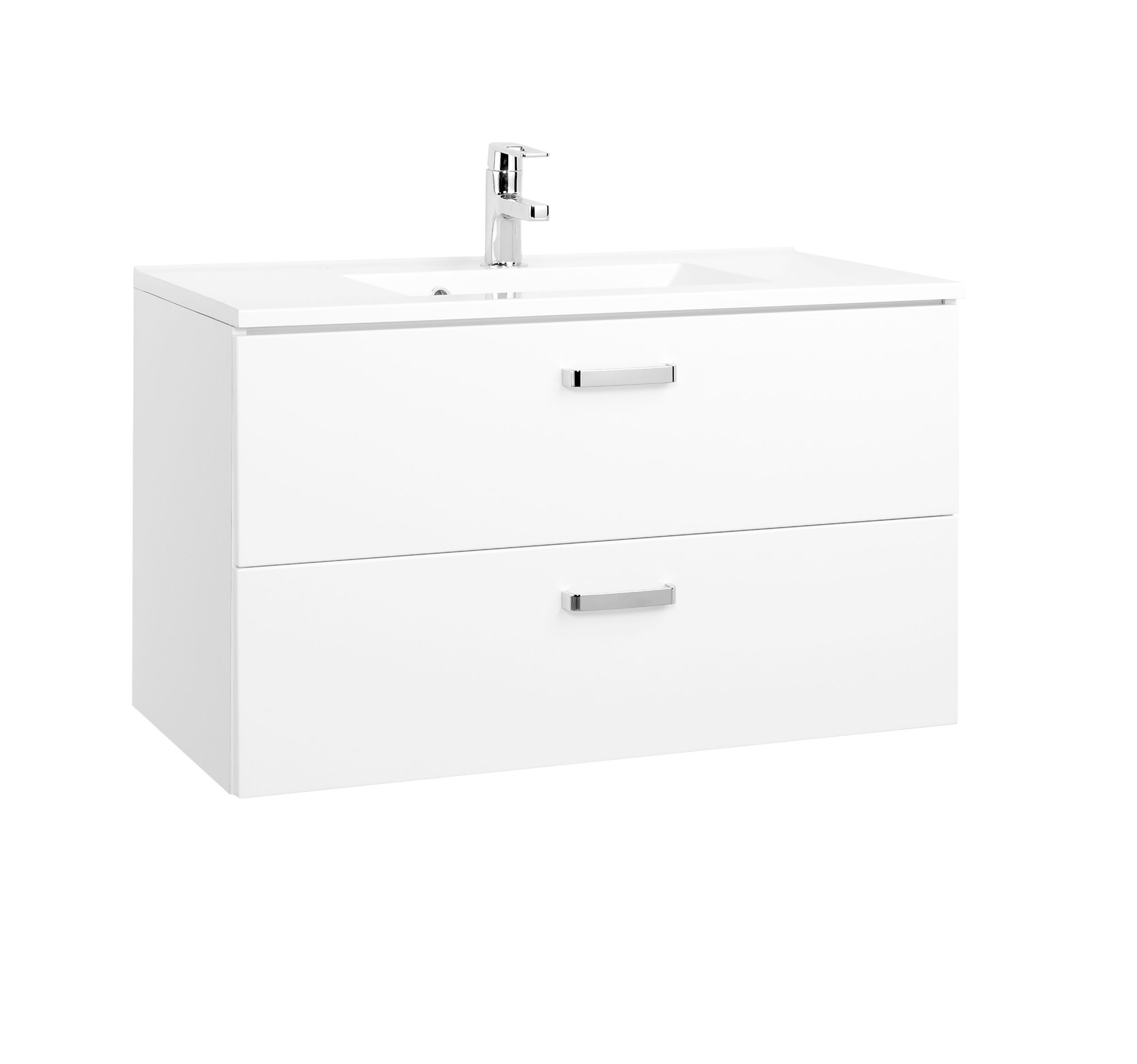 Meuble vasque Bobbi 90cm 2 tiroirs - blanc - Image 7