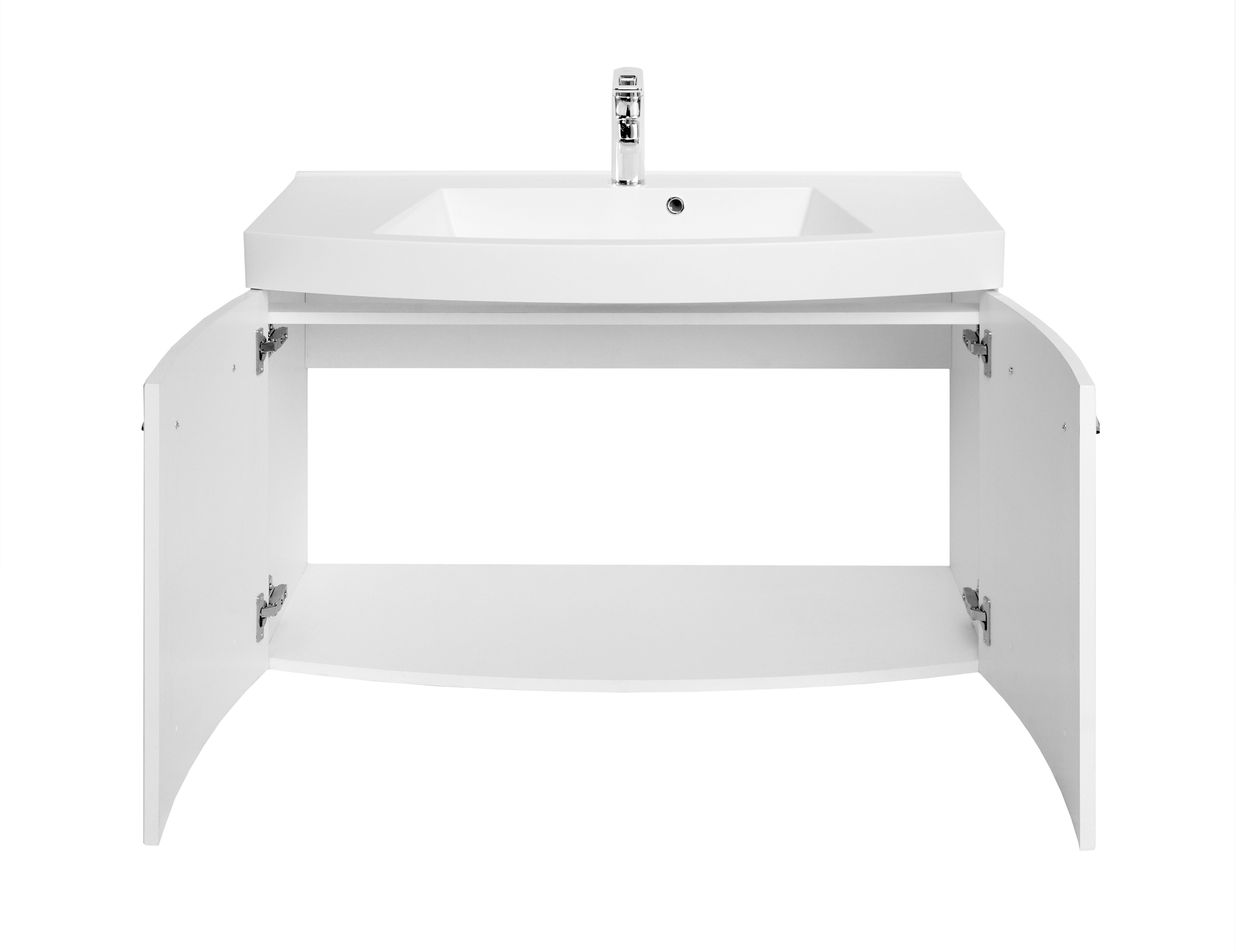 Meuble vasque Florent courbé 100cm 2 portes - blanc - Image 5