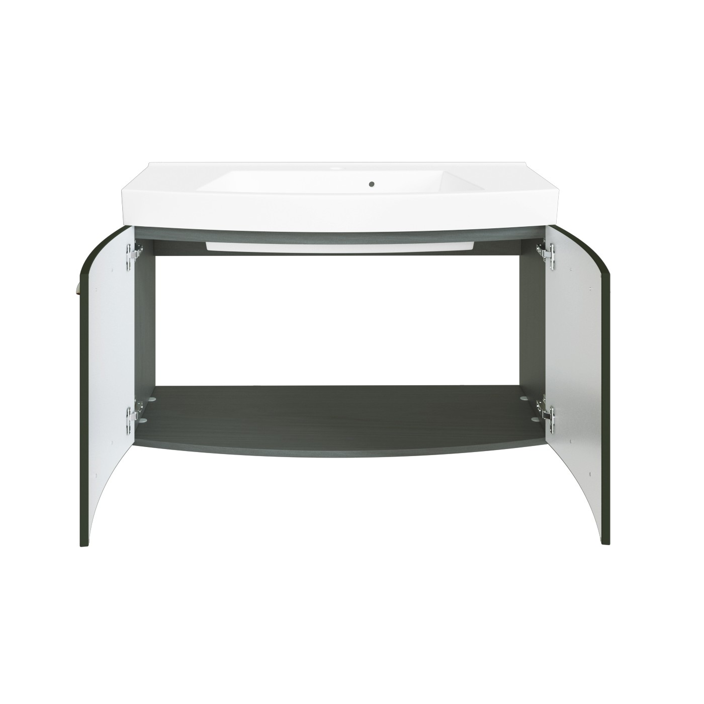 Meuble vasque Florent courbé 100cm 2 portes - graphite/gris brillant - Image 3