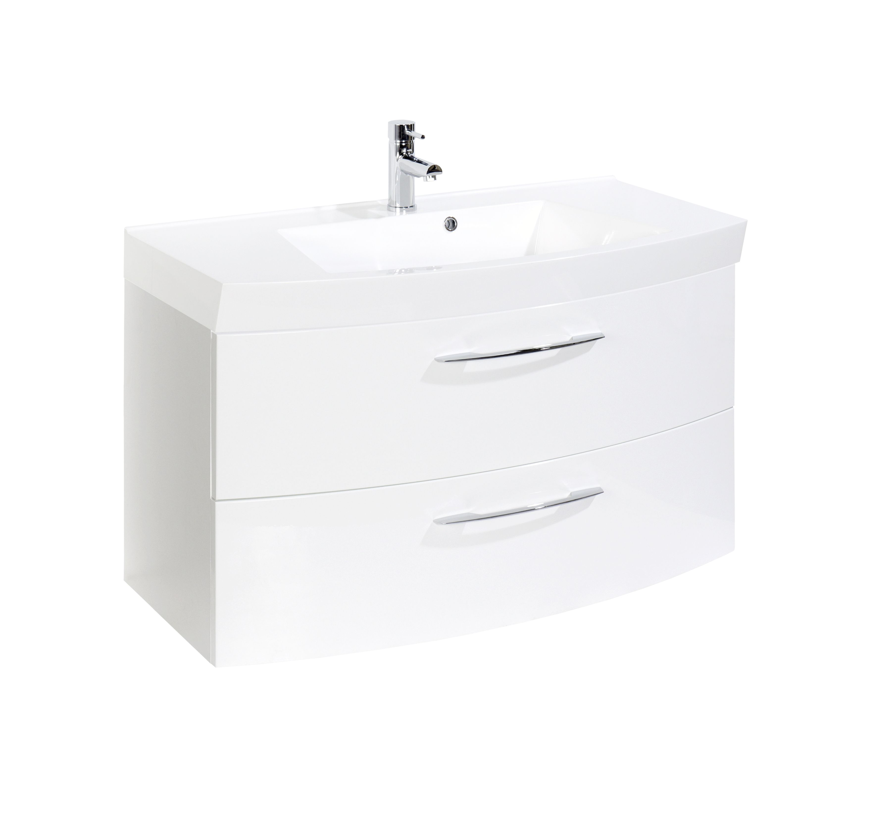 Meuble vasque Florent courbé 100cm 2 tiroirs - blanc - Image 3