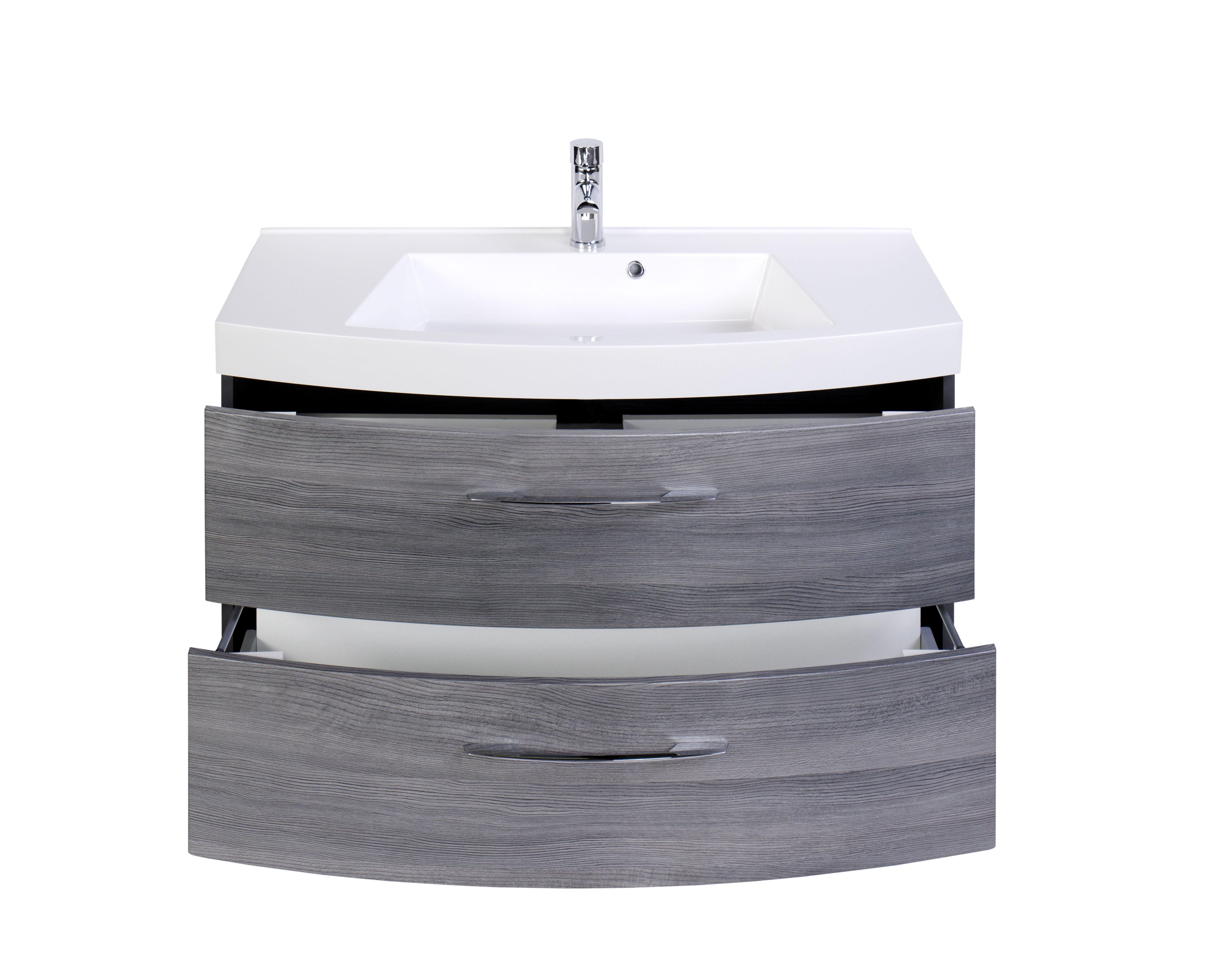 Meuble vasque Florent courbé 100cm 2 tiroirs - graphite/chêne gris - Image 5