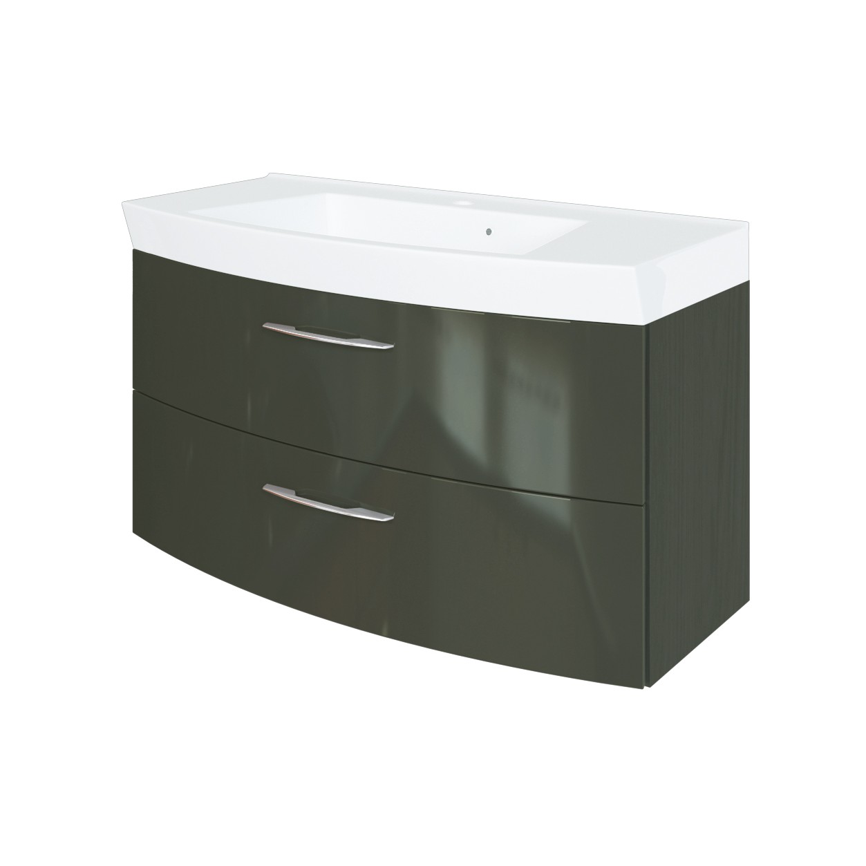 Meuble vasque Florent courbé 100cm 2 tiroirs - graphite/gris brillant - Image 4