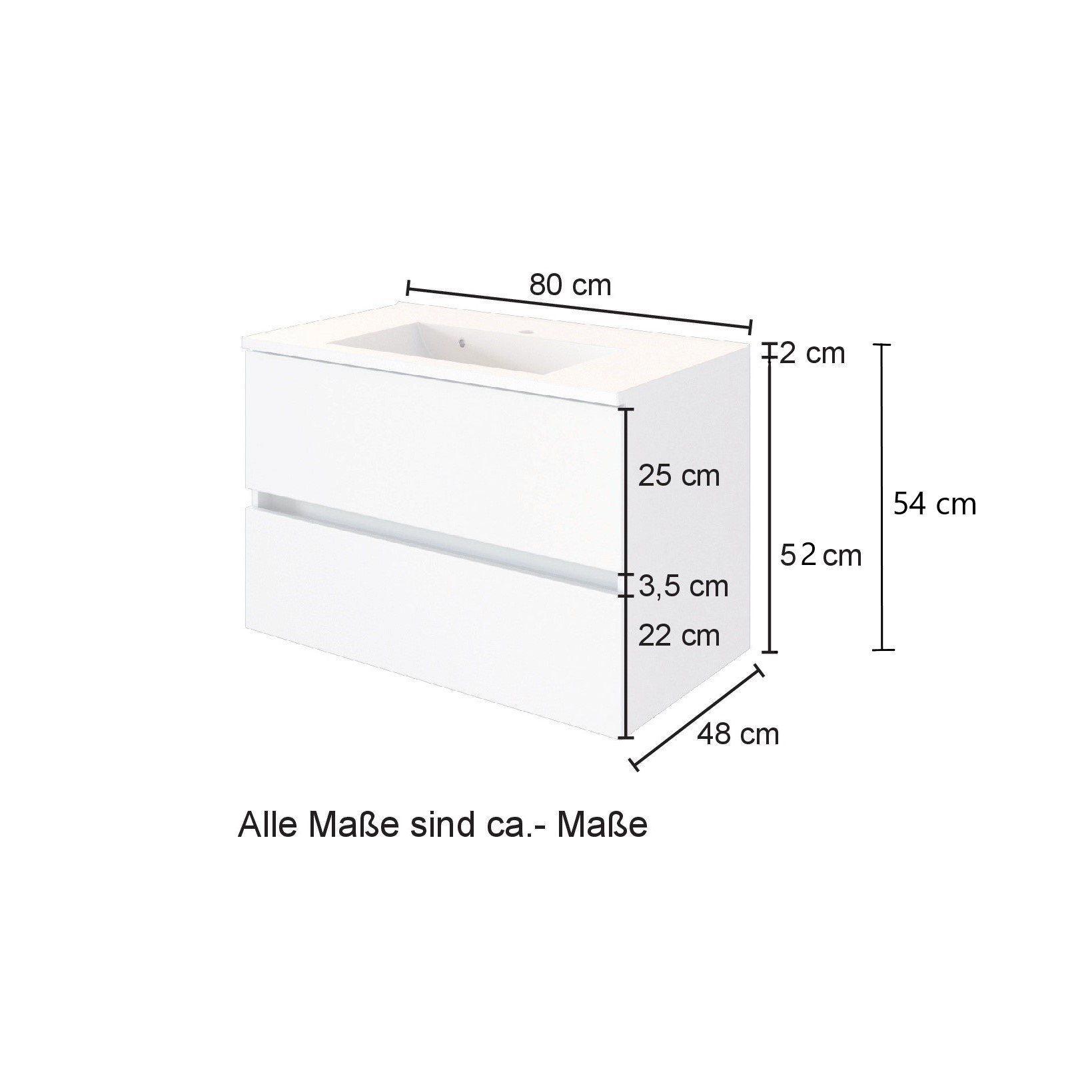 Meuble vasque Helina 80cm avec 2 tiroirs - chêne/blanc - Image 4