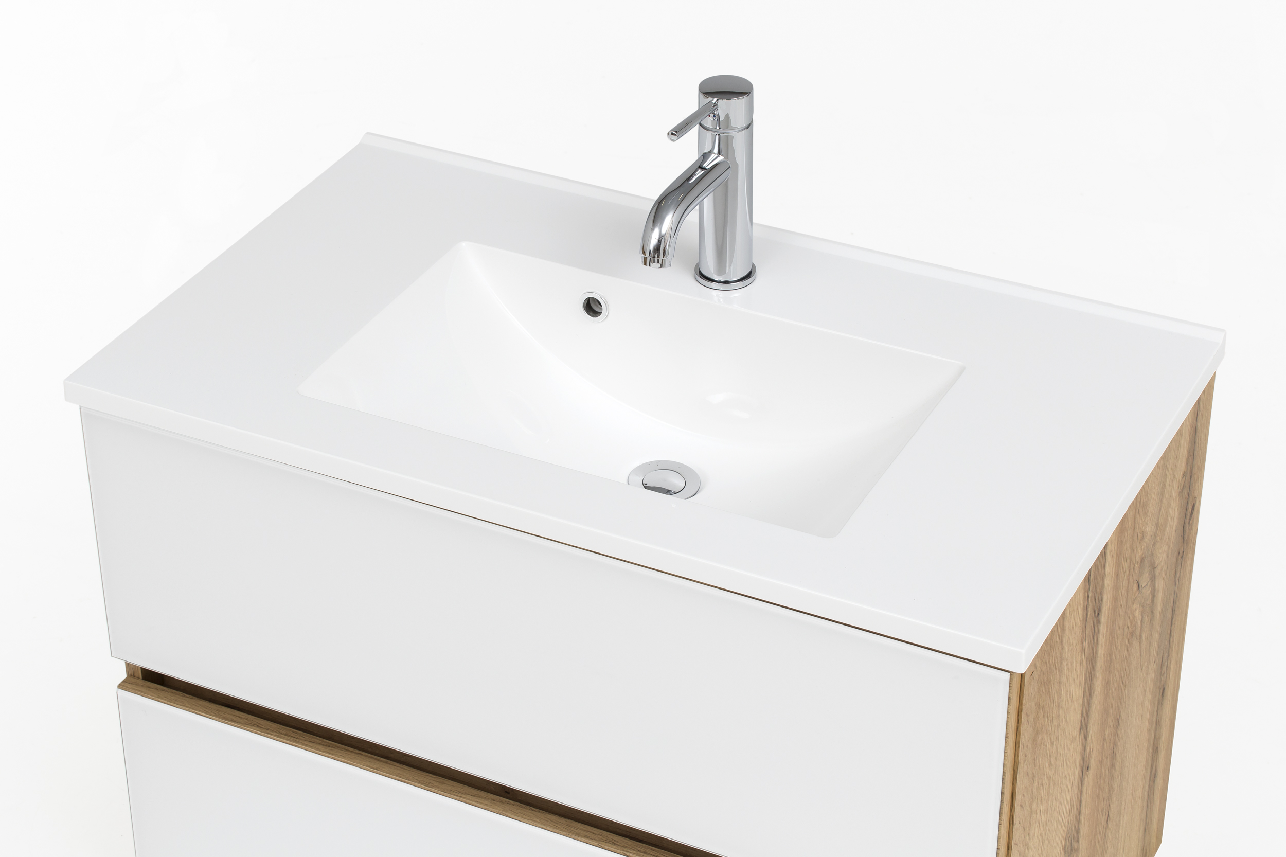 Meuble vasque Helina 80cm avec 2 tiroirs - chêne/blanc - Image 10