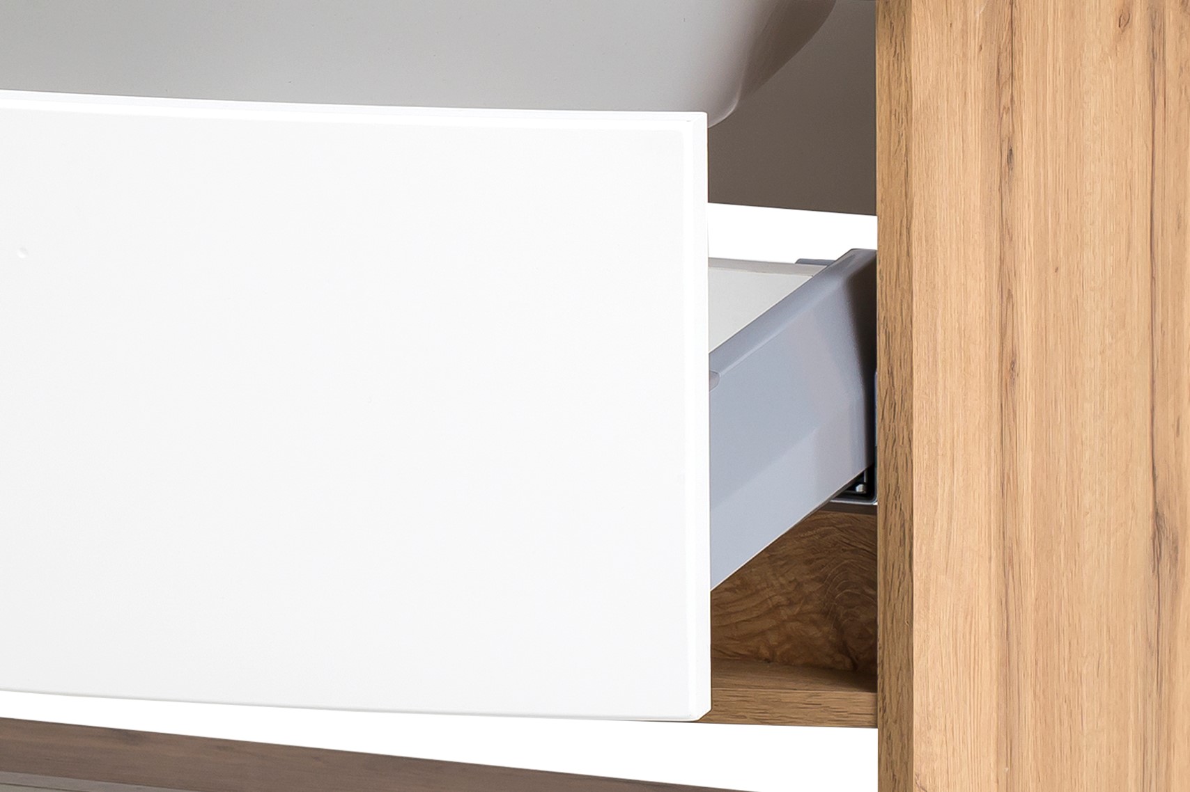 Meuble vasque Kornel 80cm avec vasque blanche - chêne/blanc mat - Image 6