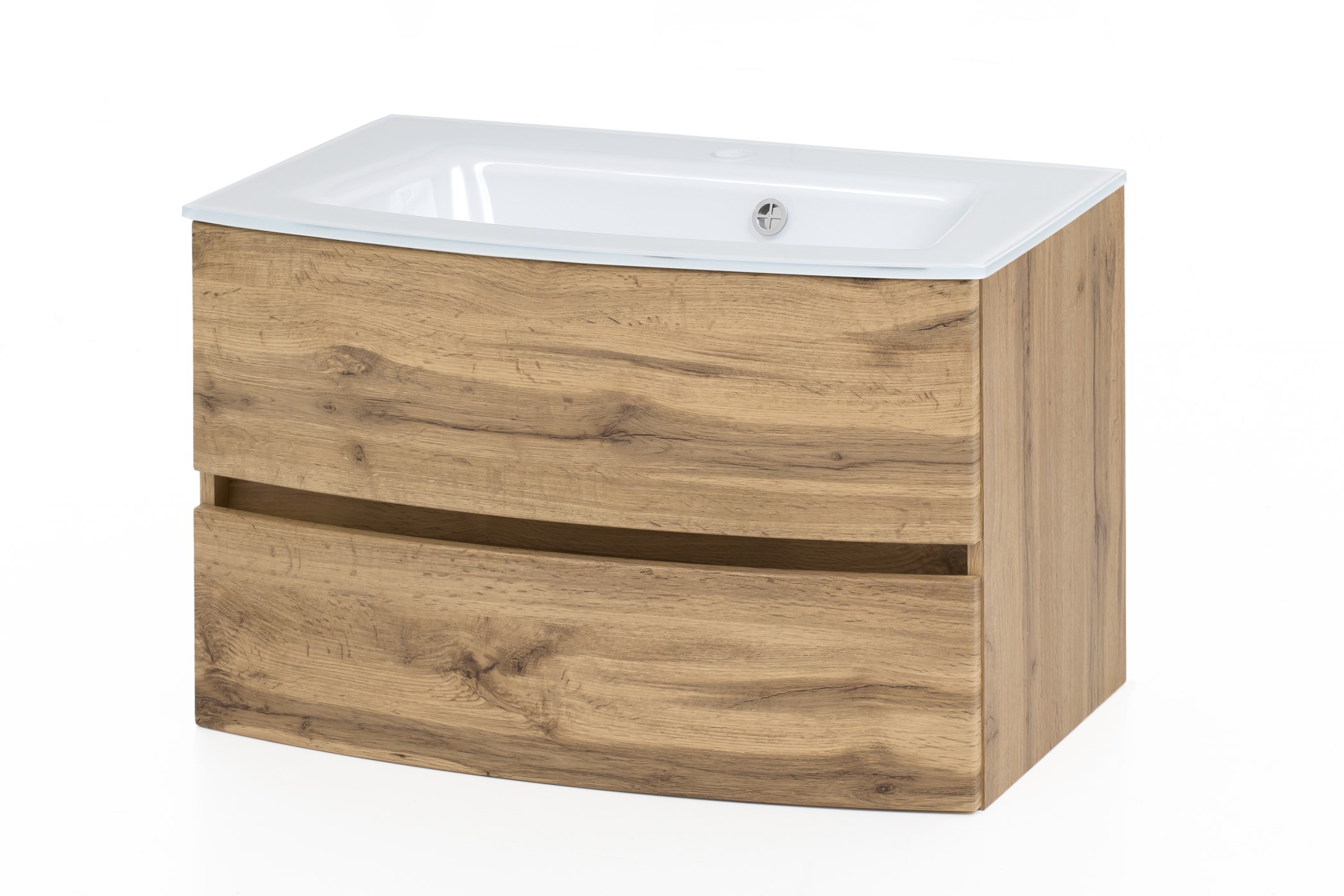 Meuble vasque Kornel 80cm avec vasque blanche - chêne - Image 3