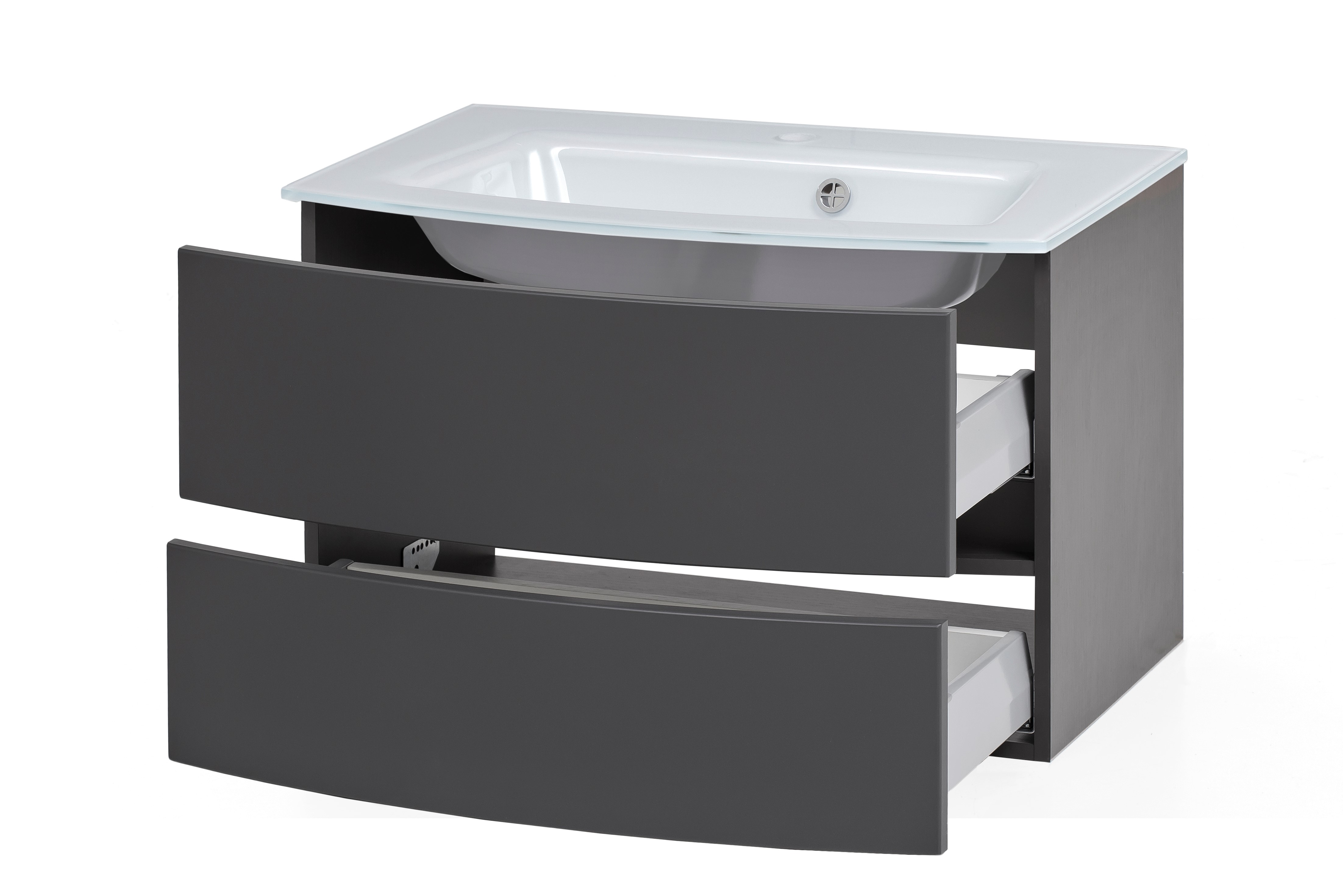 Meuble vasque Kornel 80cm avec vasque blanche - gris graphite - Image 10