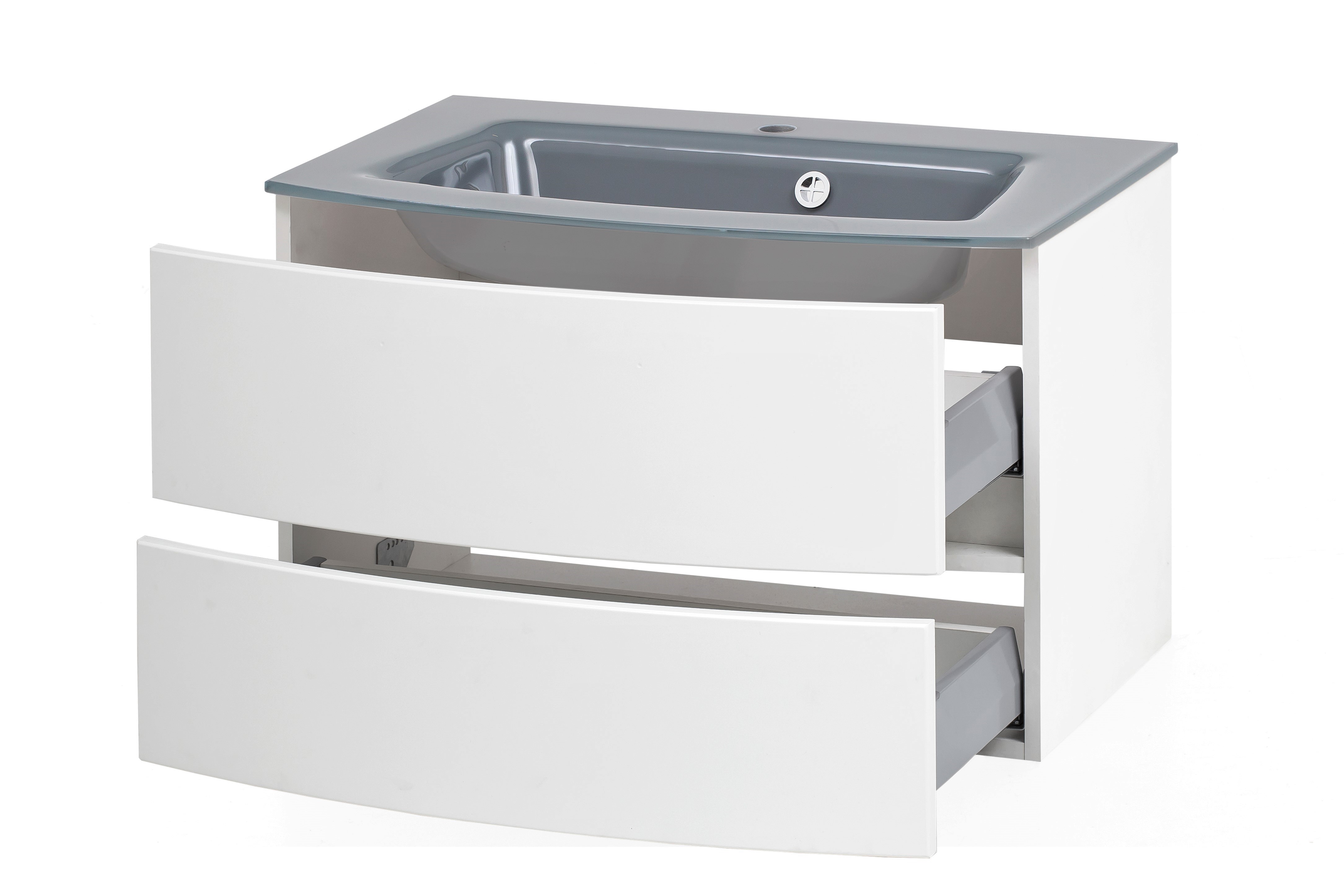 Meuble vasque Kornel 80cm avec vasque grise - blanc - Image 11