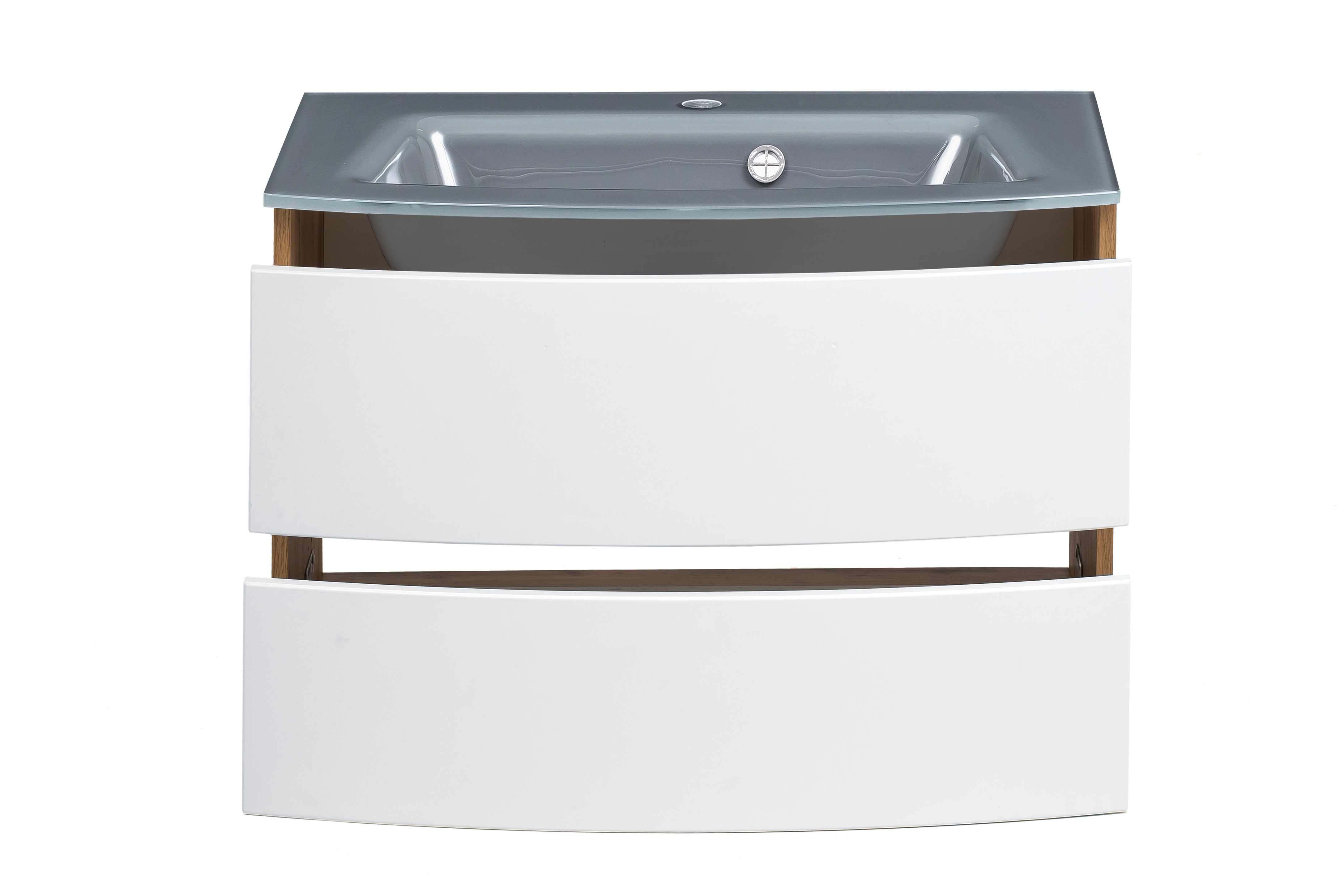 Meuble vasque Kornel 80cm avec vasque grise - chêne/blanc mat - Image 10