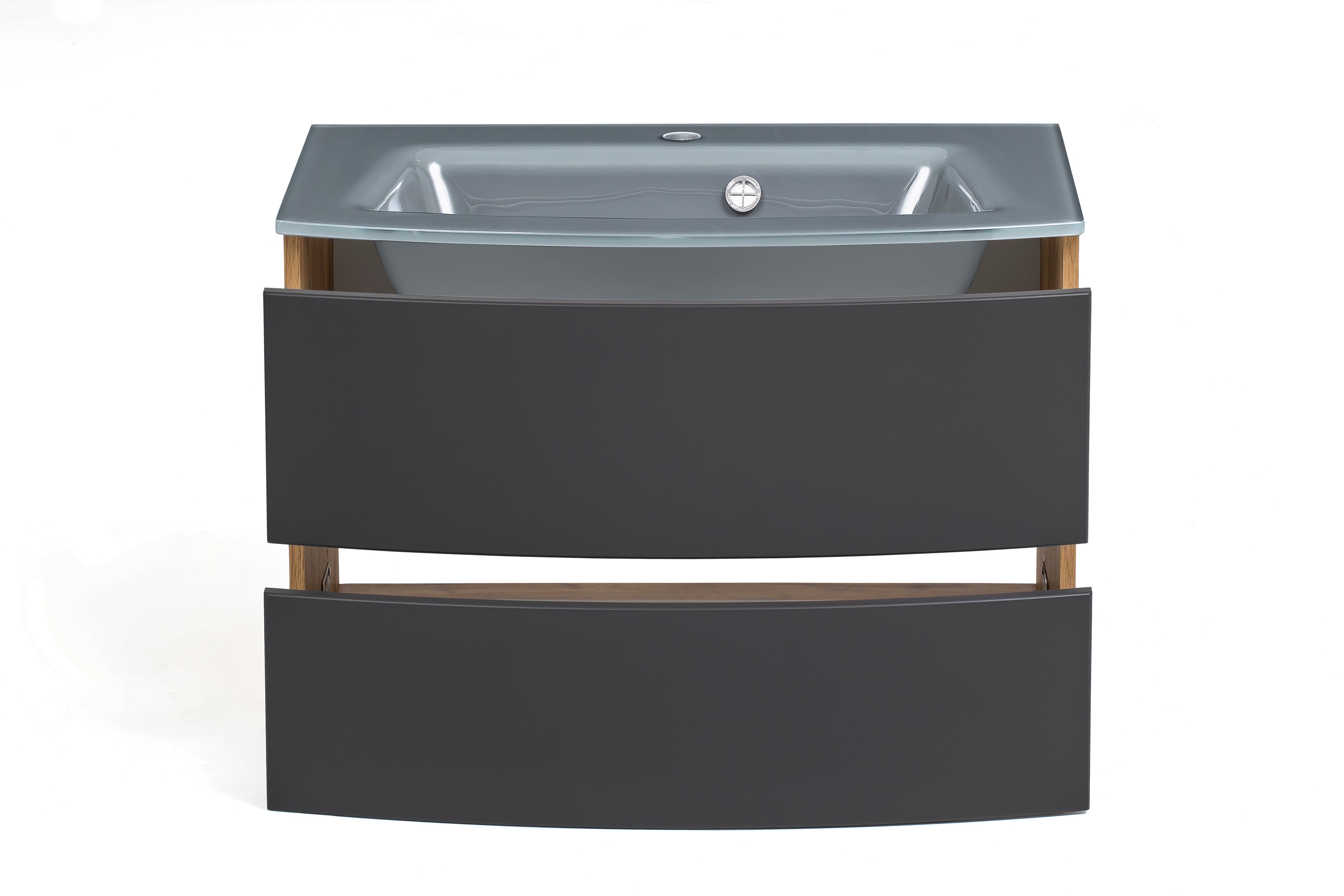 Meuble vasque Kornel 80cm avec vasque grise - chêne/gris mat - Image 9