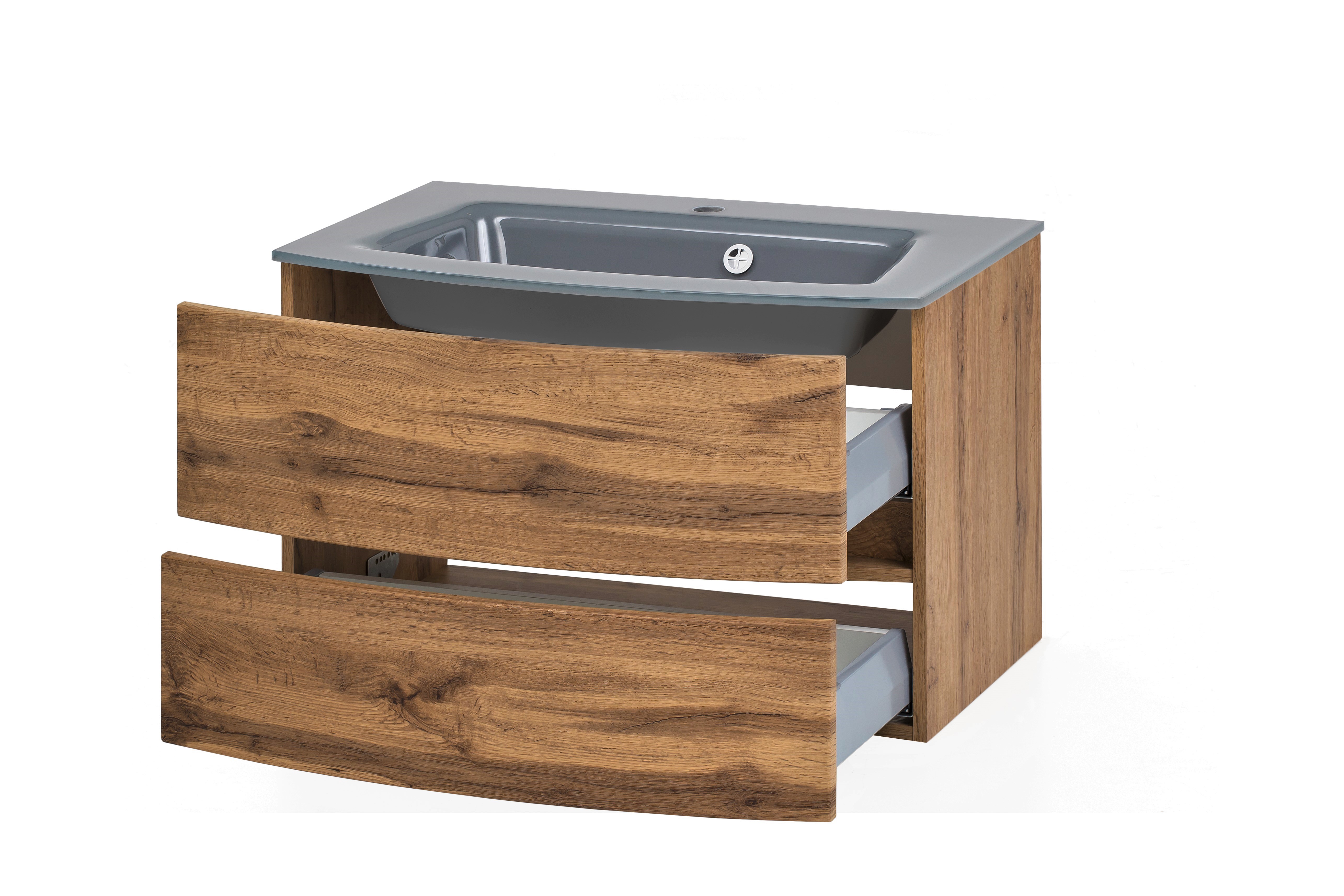 Meuble vasque Kornel 80cm avec vasque grise - chêne - Image 11