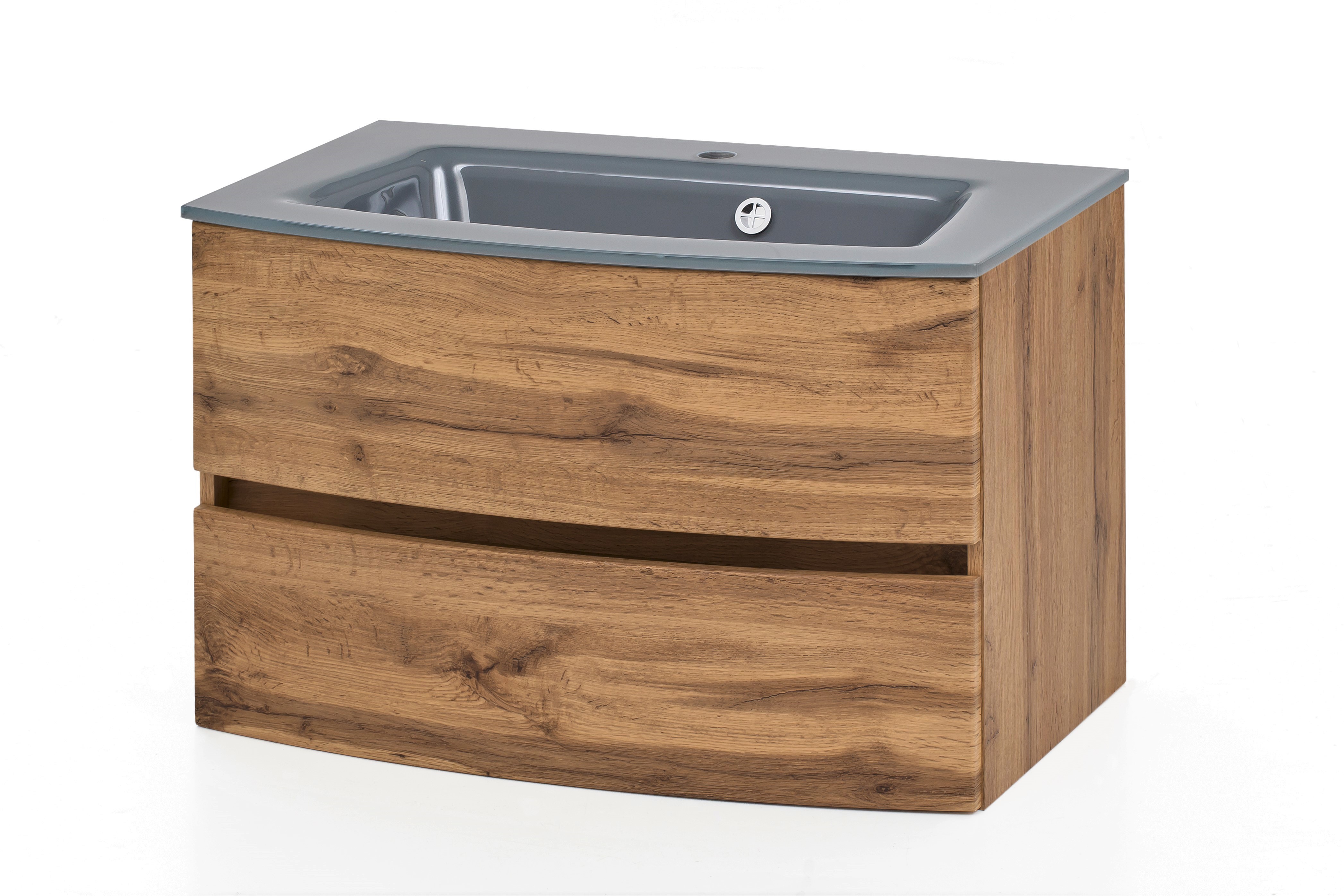 Meuble vasque Kornel 80cm avec vasque grise - chêne - Image 12