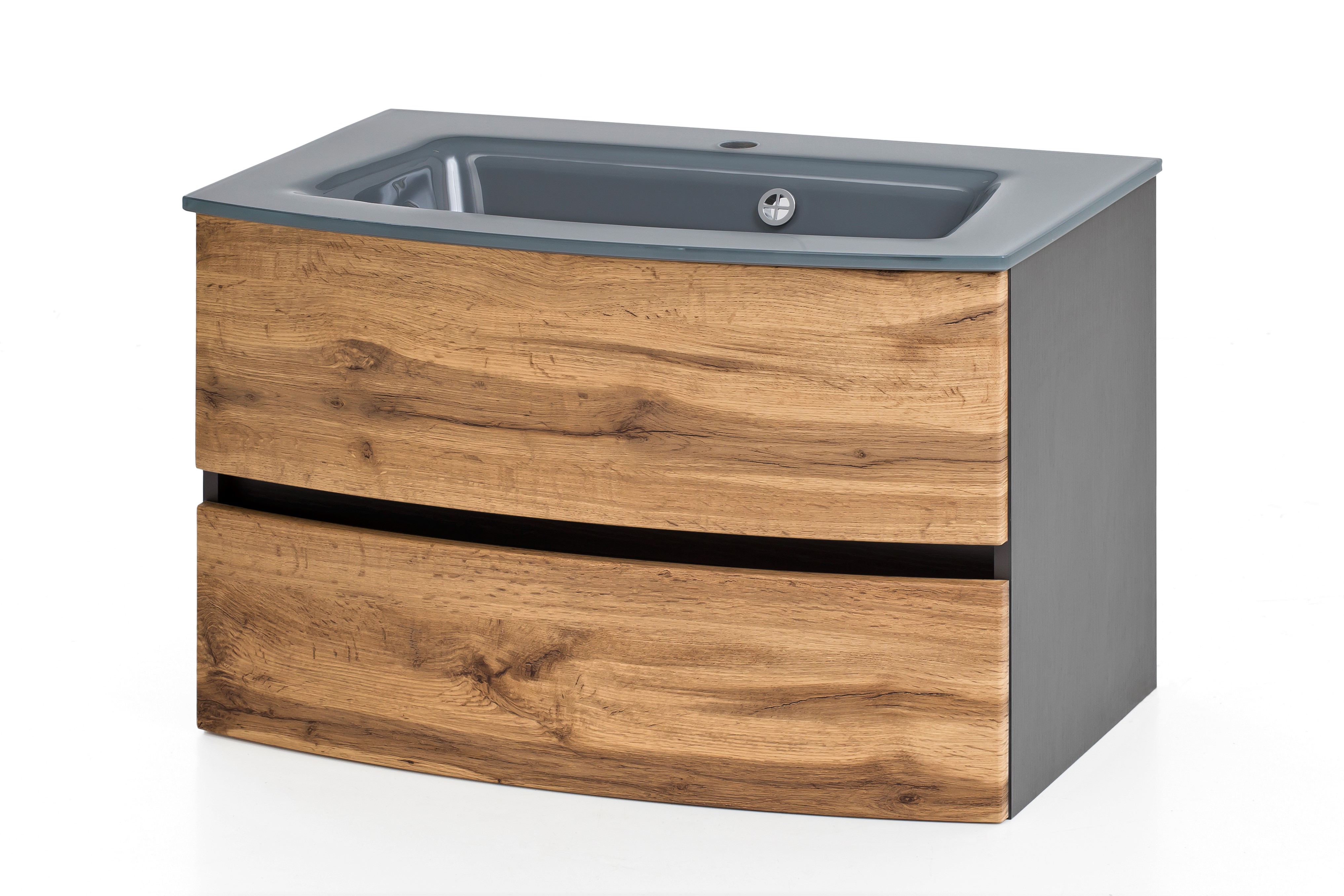 Meuble vasque Kornel 80cm avec vasque grise - gris graphite/chêne - Image 11