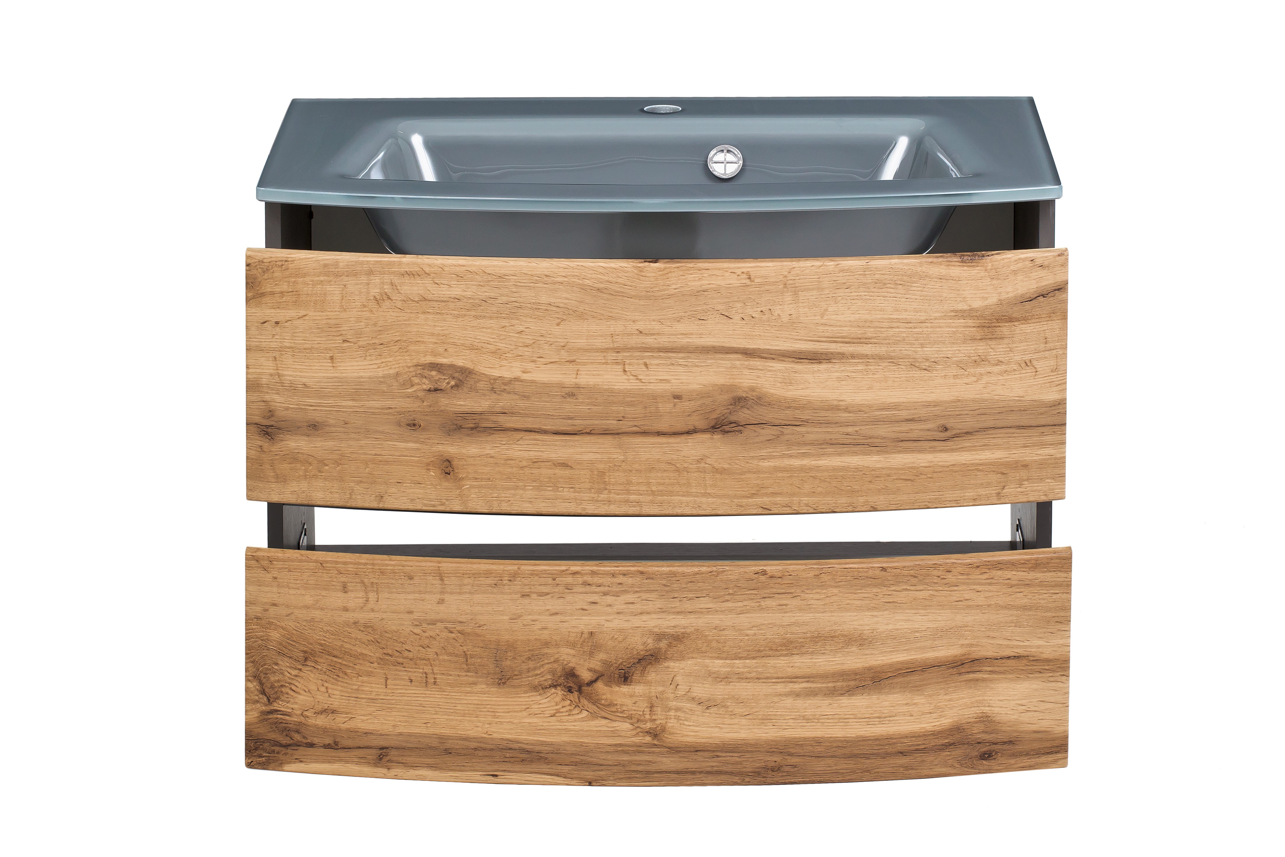 Meuble vasque Kornel 80cm avec vasque grise - gris graphite/chêne - Image 9