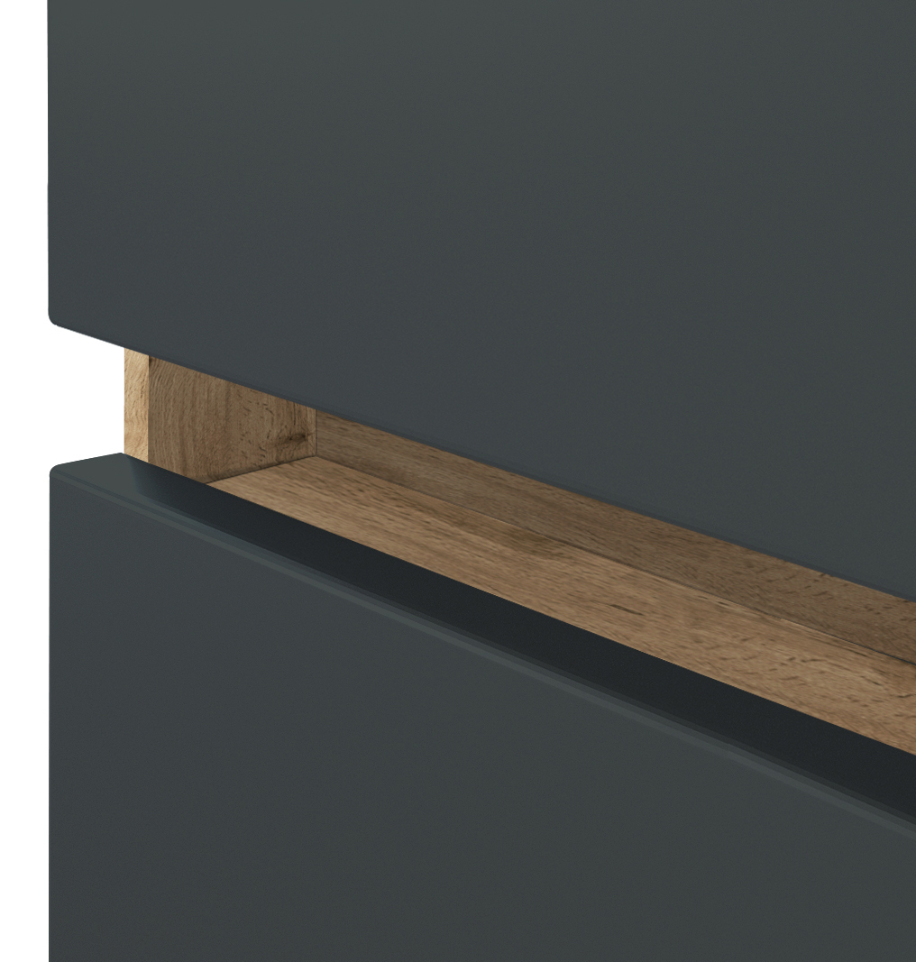 Meuble vasque Luna 120cm avec double vasque et 4 tiroirs - chêne/gris - Image 7