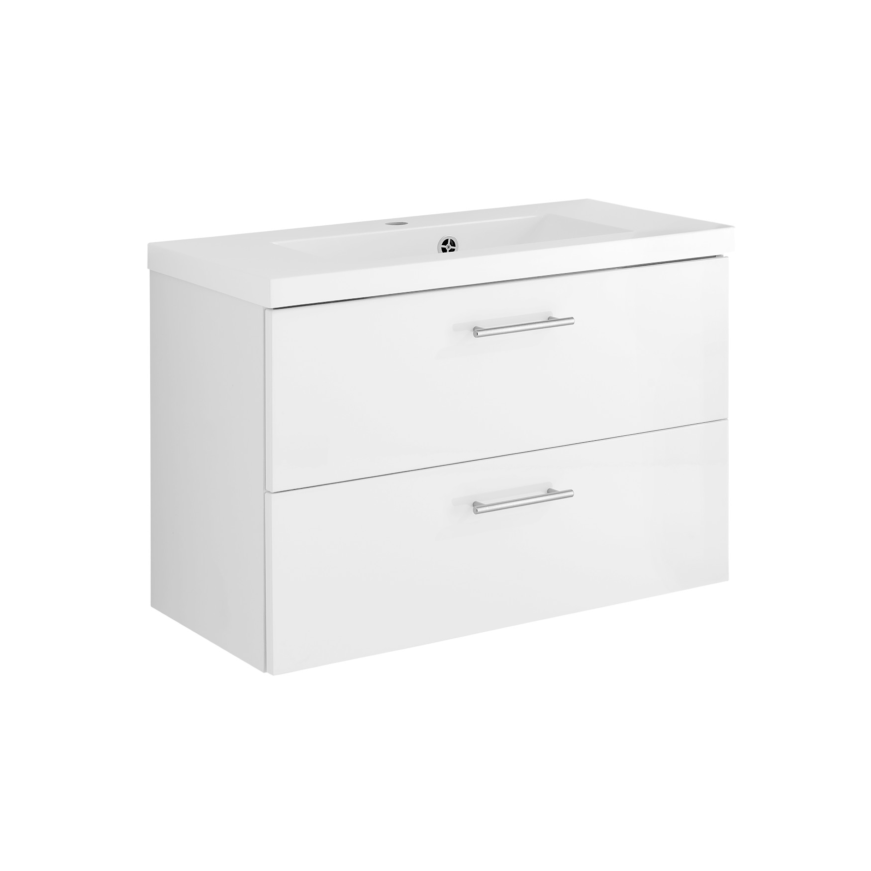 Meuble vasque Pollet 80cm 2 tiroirs - blanc