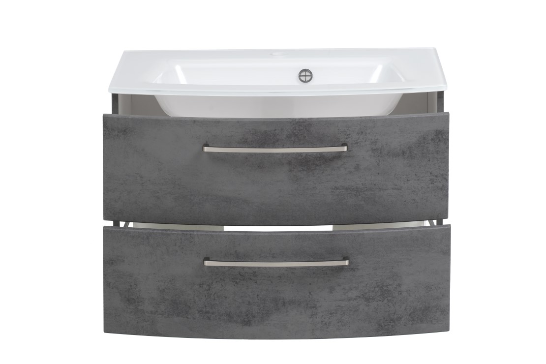 Meuble vasque Stivan 80cm avec vasque blanche - béton - Image 4