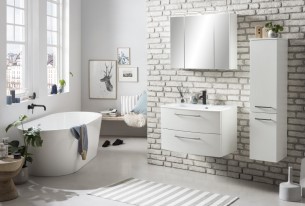 Meuble vasque Stivan 80cm avec vasque blanche - blanc - Image 4