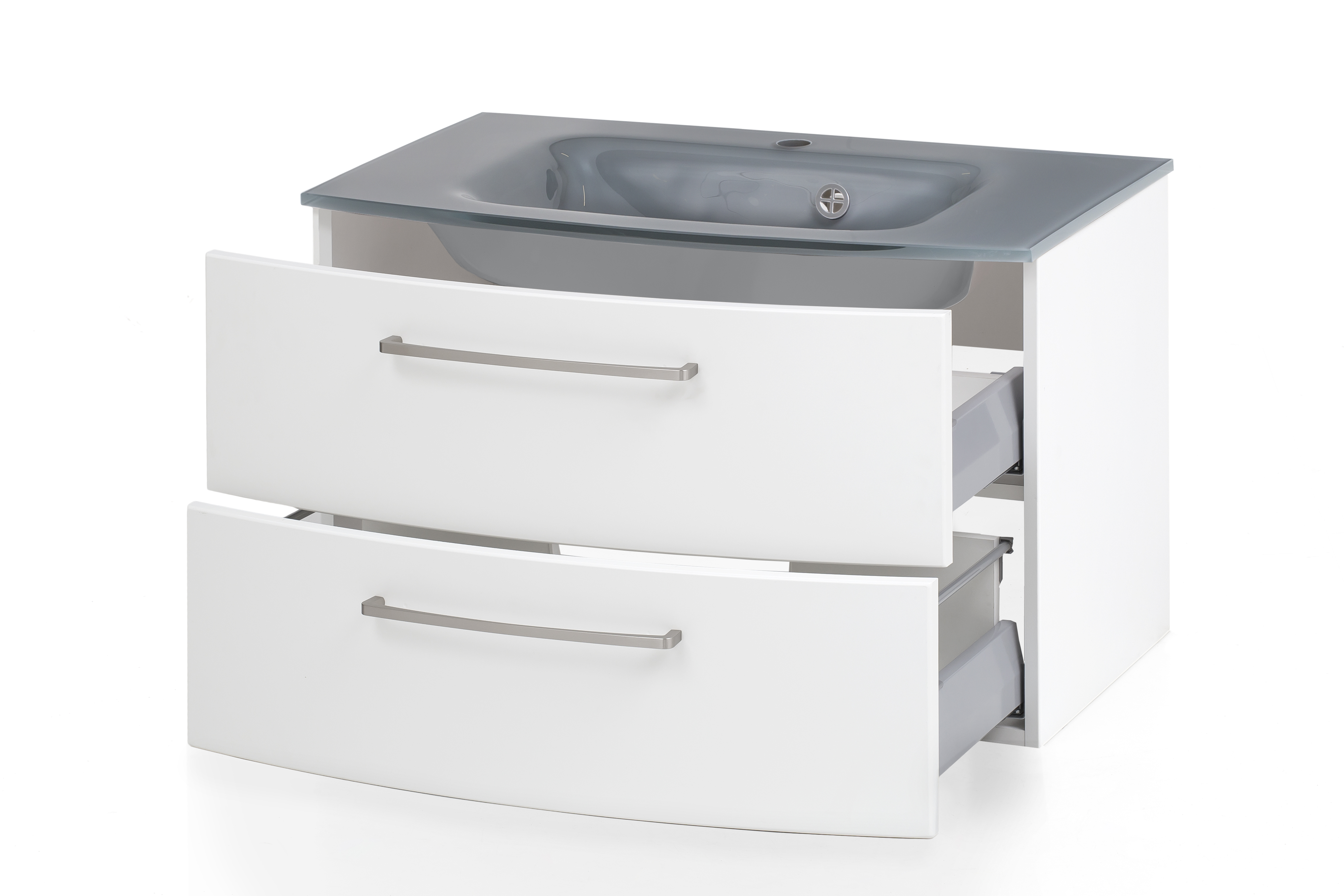 Meuble vasque Stivan 80cm avec vasque grise - blanc - Image 8