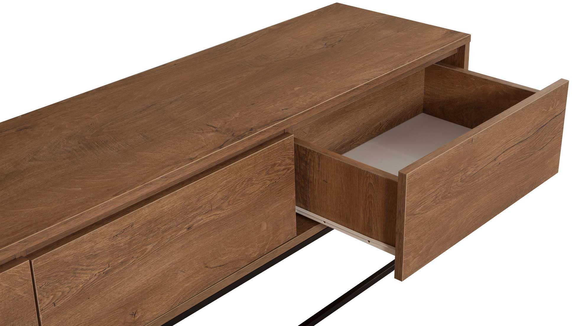 Milo 180 Meuble TV | 100 % MÉLAMINE | Noyer, Noir - Image 2