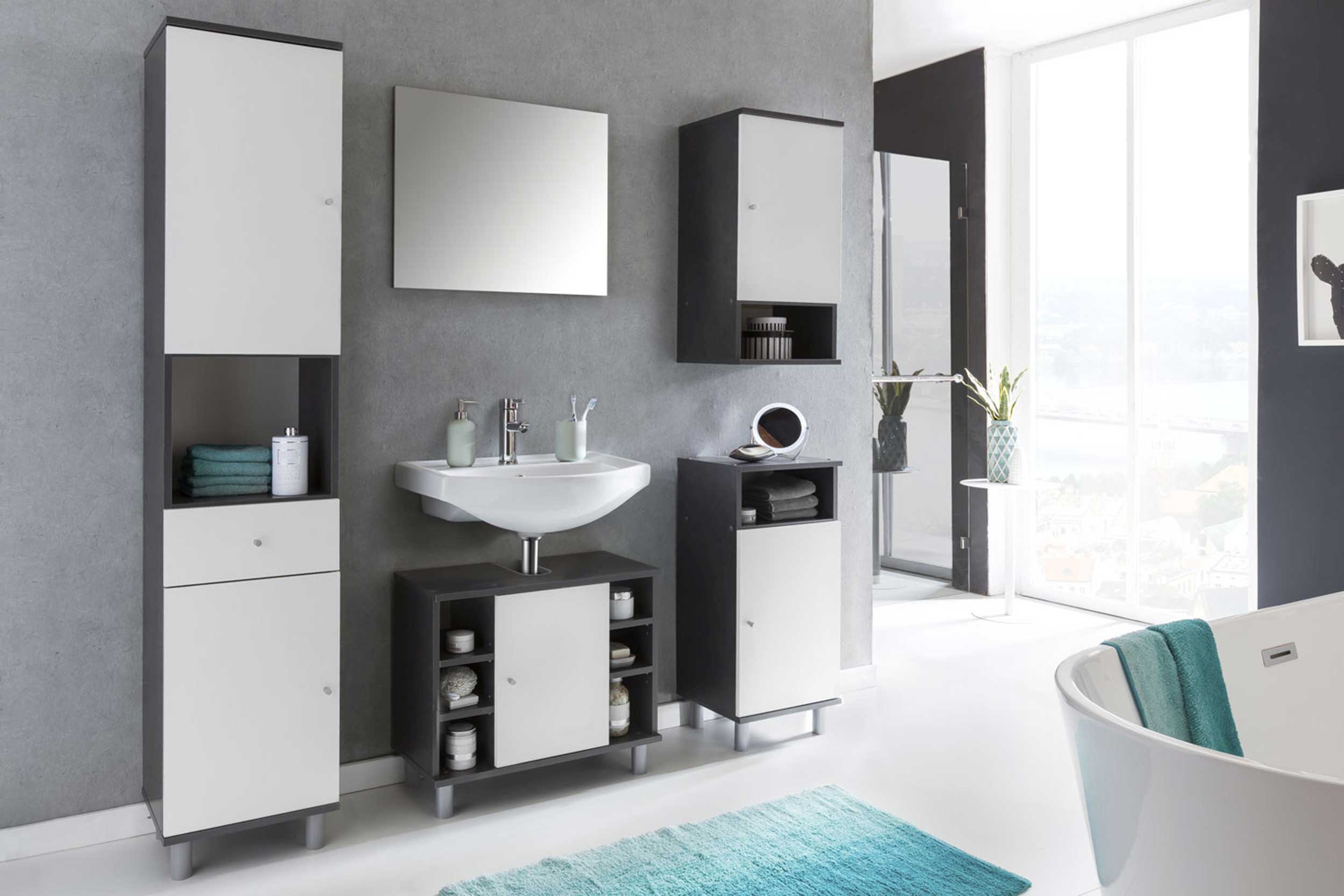 Miroir de salle de bains Benja sans cadre - gris graphite - Image 2