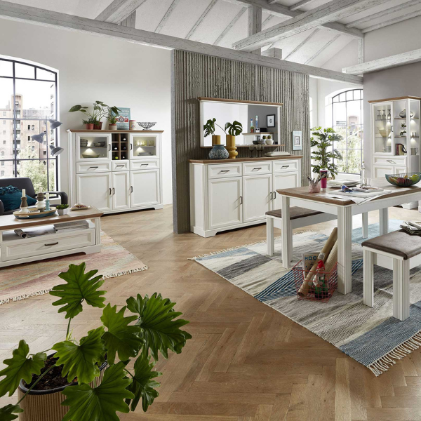 Miroir Samine 142x74cm avec étagère - blanc/chêne - Image 2