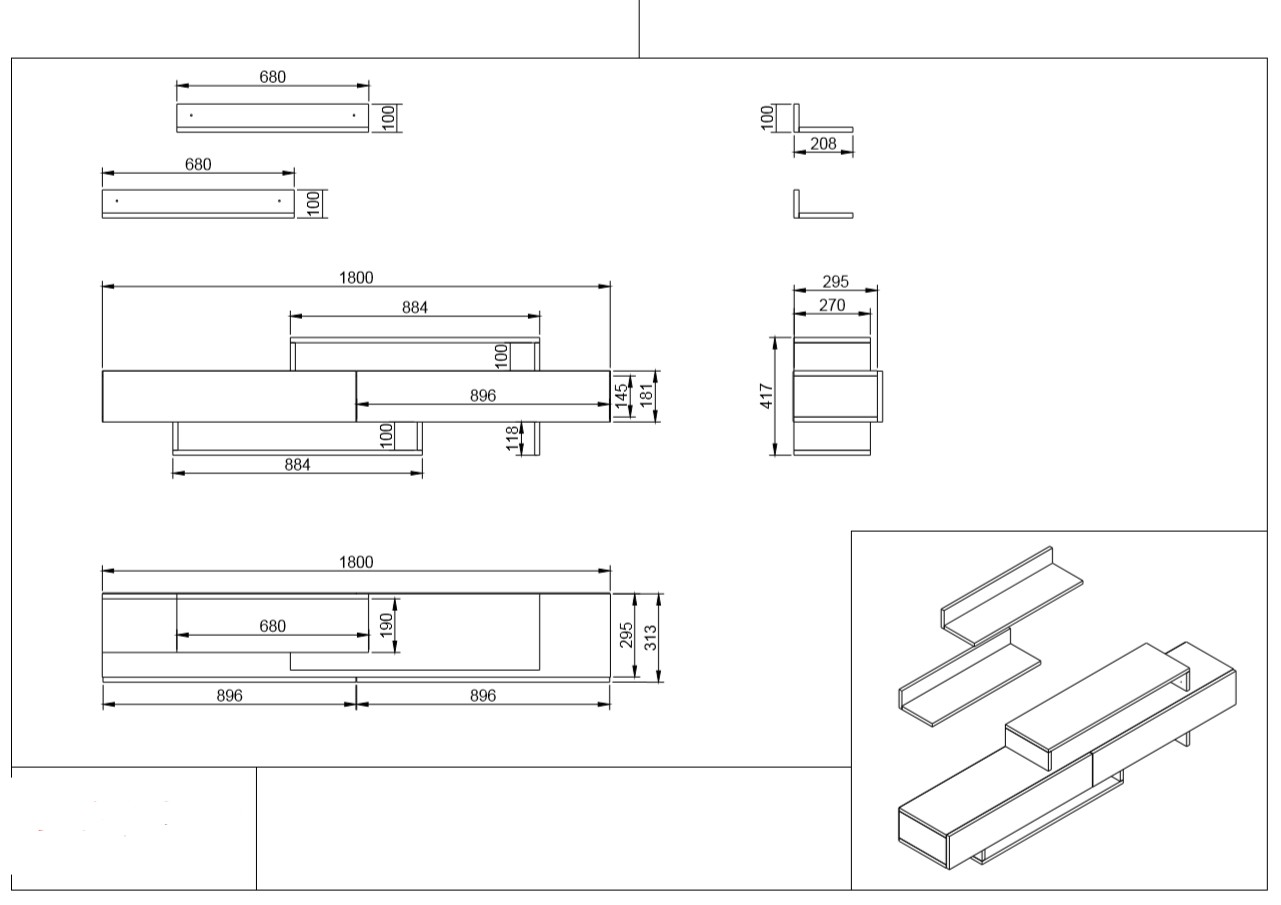 Nirvana Meuble TV | 100 % MÉLAMINE | Blanc, Teck - Image 3