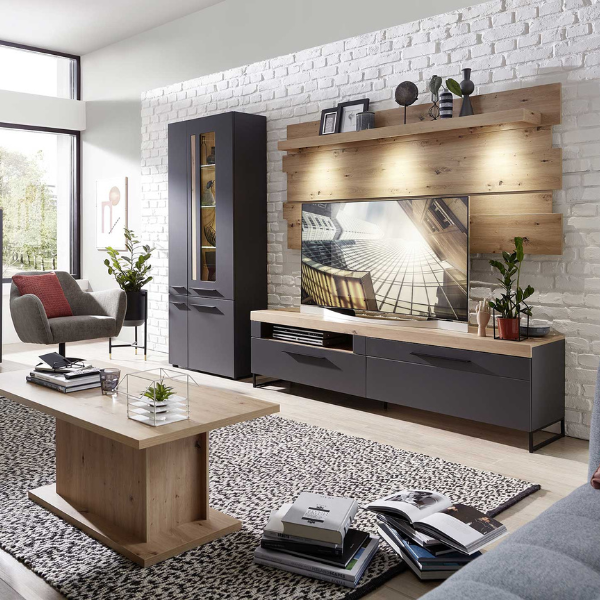 Panneau mural Lorna 202cm avec éclairage - chêne - Image 2