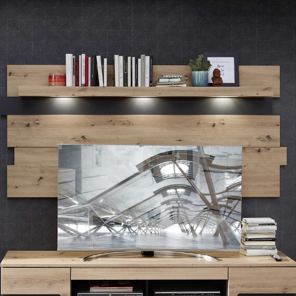 Panneau mural Medina avec éclairage - chêne/anthracite