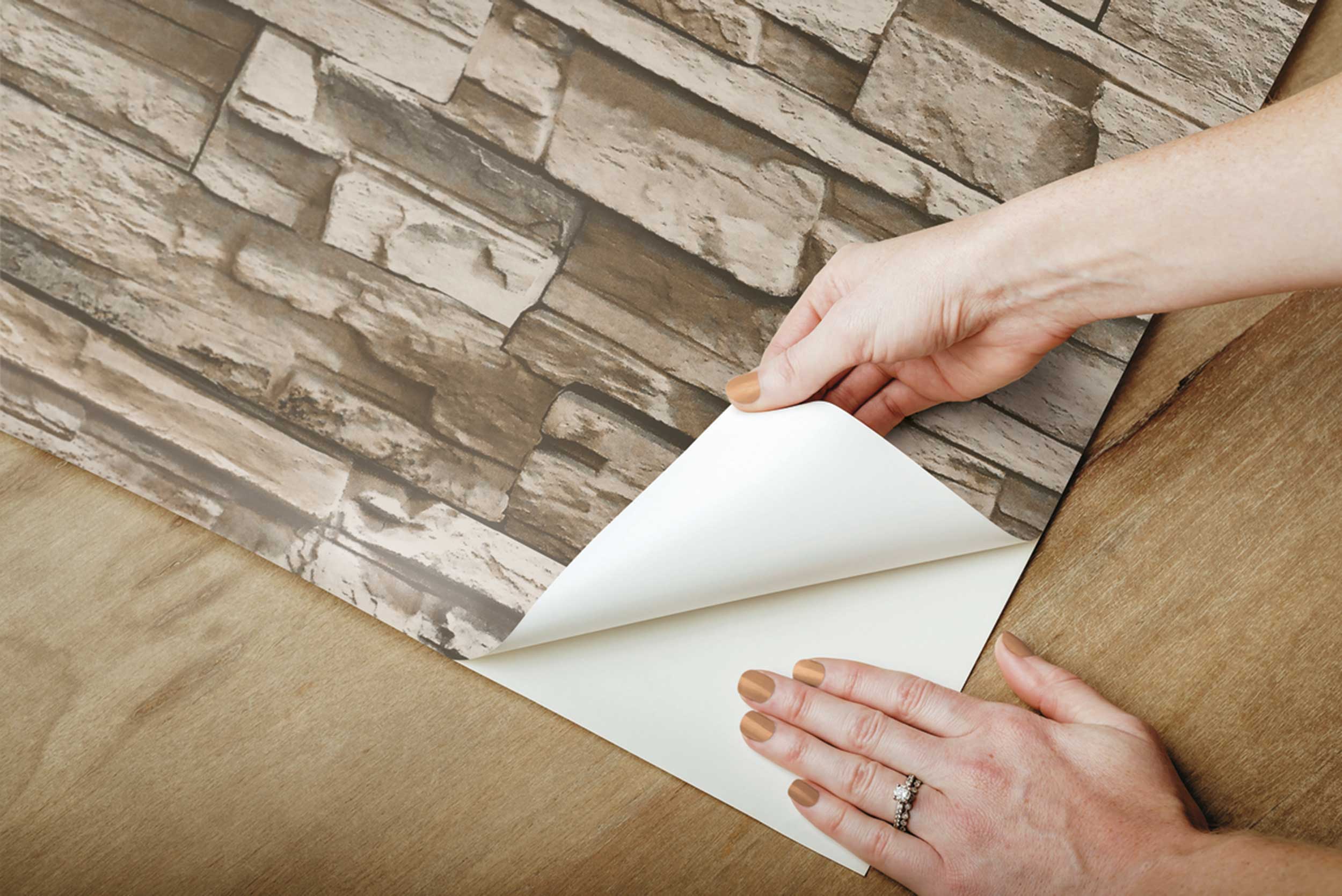 Papier peint adhésif Stacked Stone - brun - Image 3